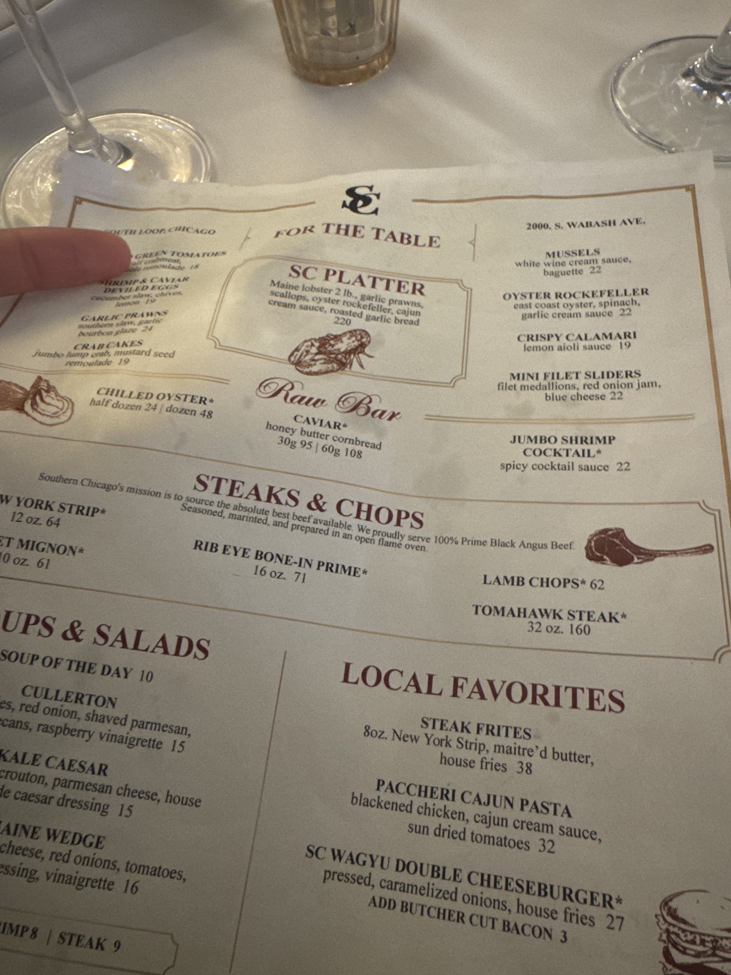 Southern Chicago Menu