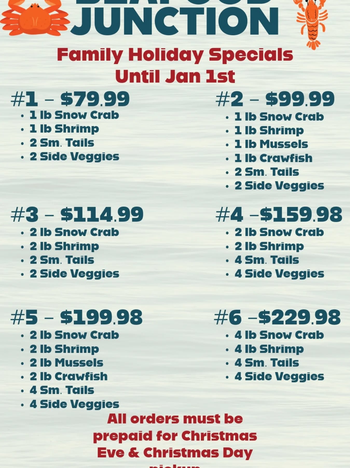 Seafood Junction Madison st Menu