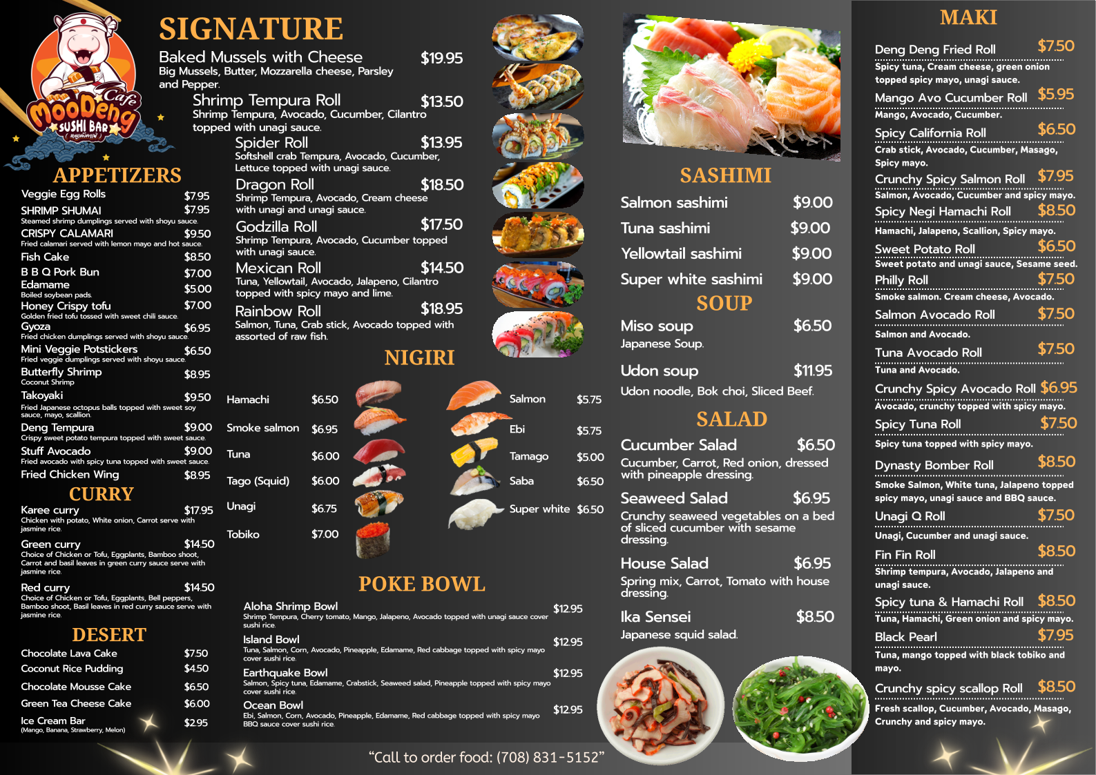 MooDeng Cafe Sushi Bar Menu
