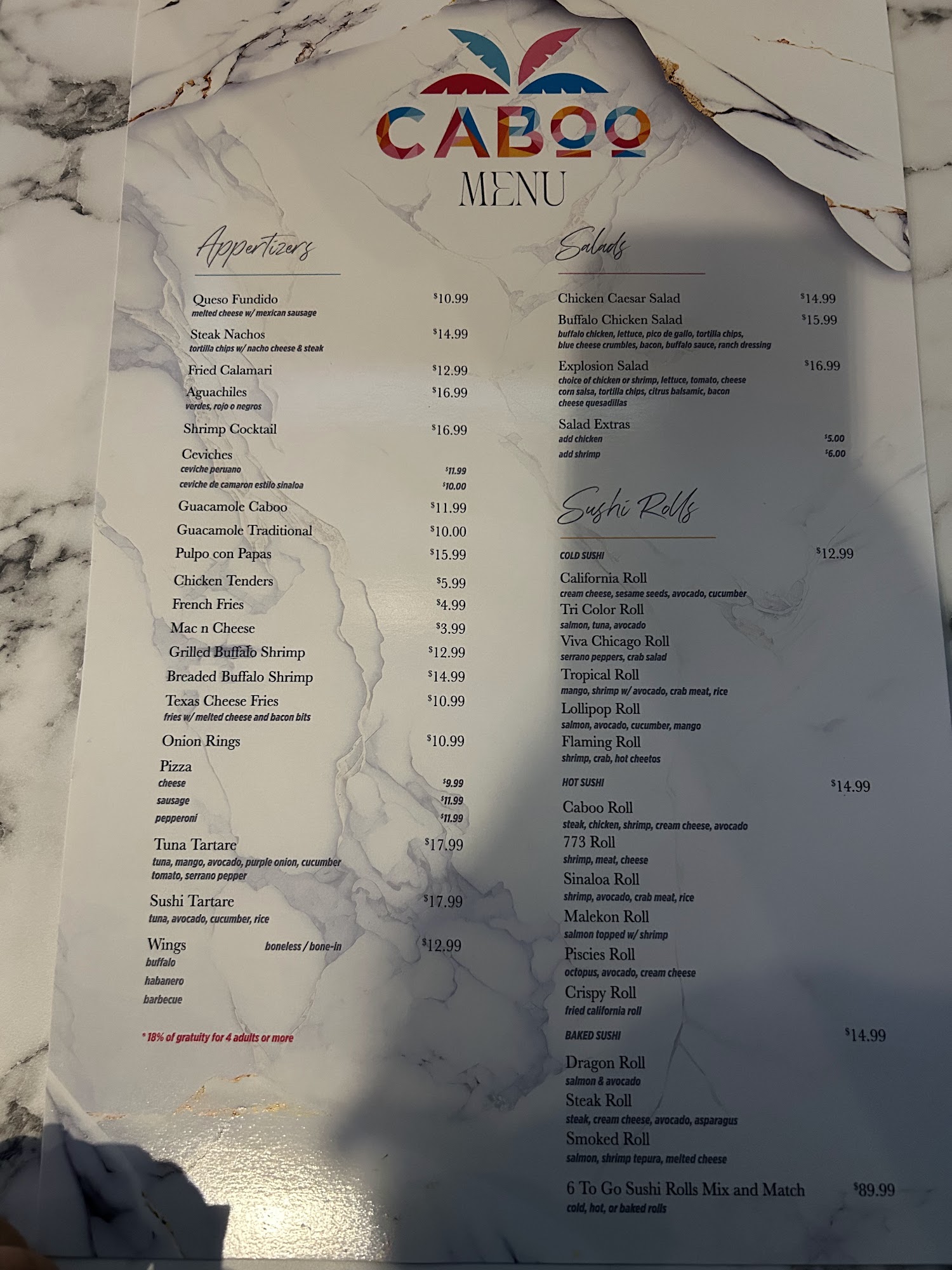Caboo Menu
