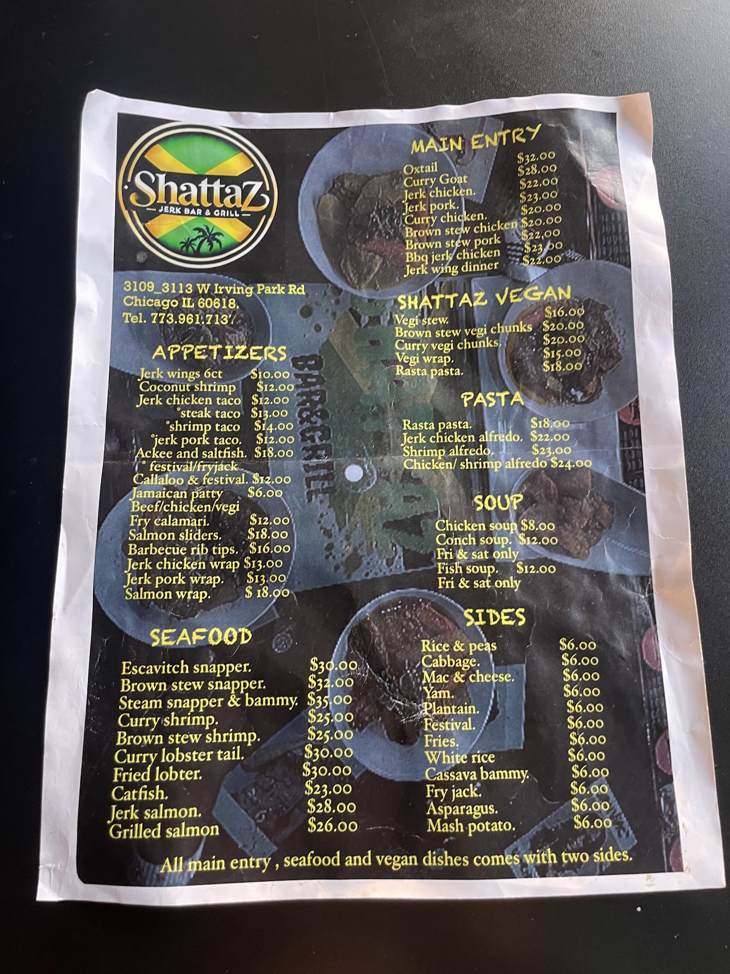 SHATTAZ JERK BAR & GRILL Menu