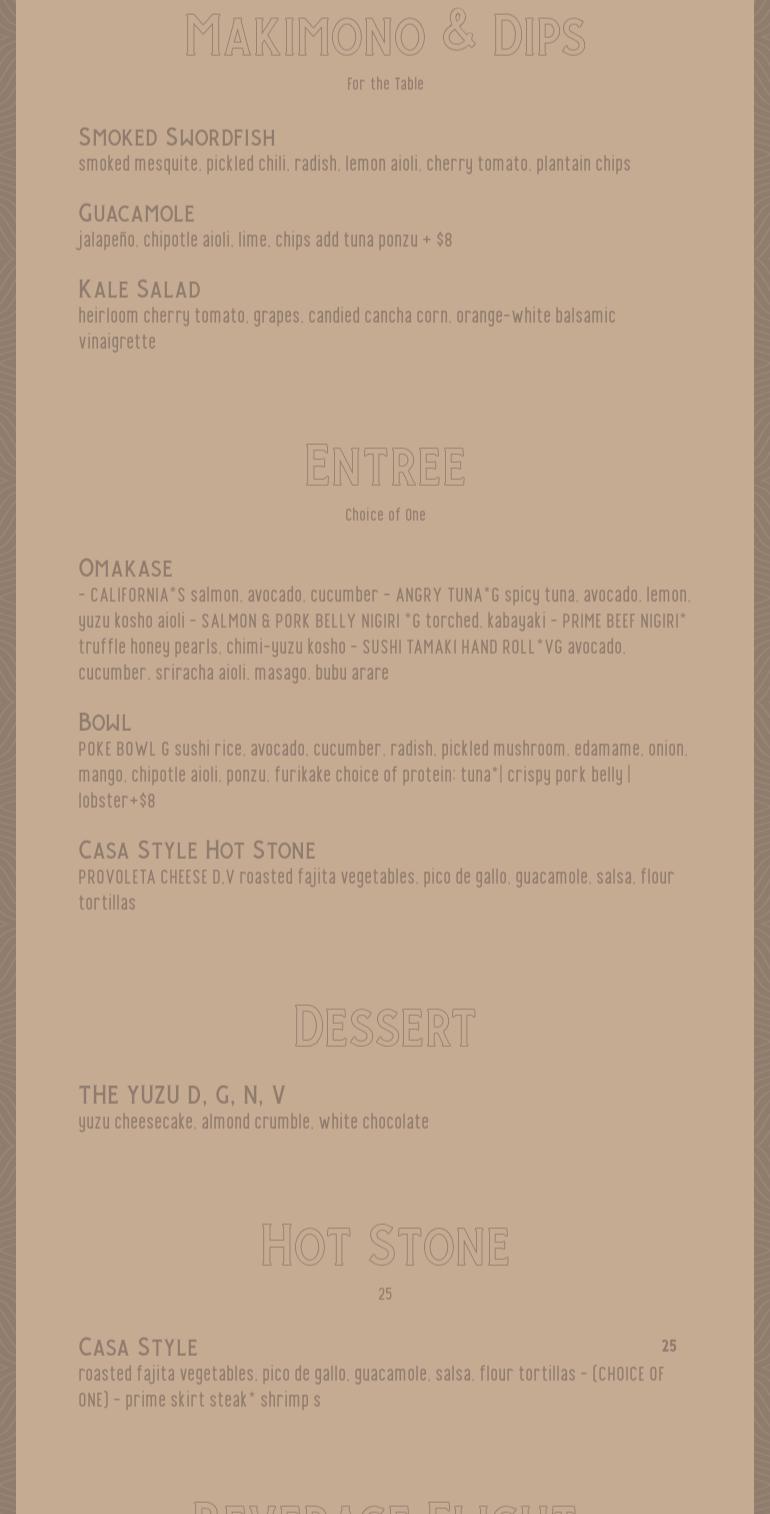Casa Chi by Chef Richard Sandoval Menu
