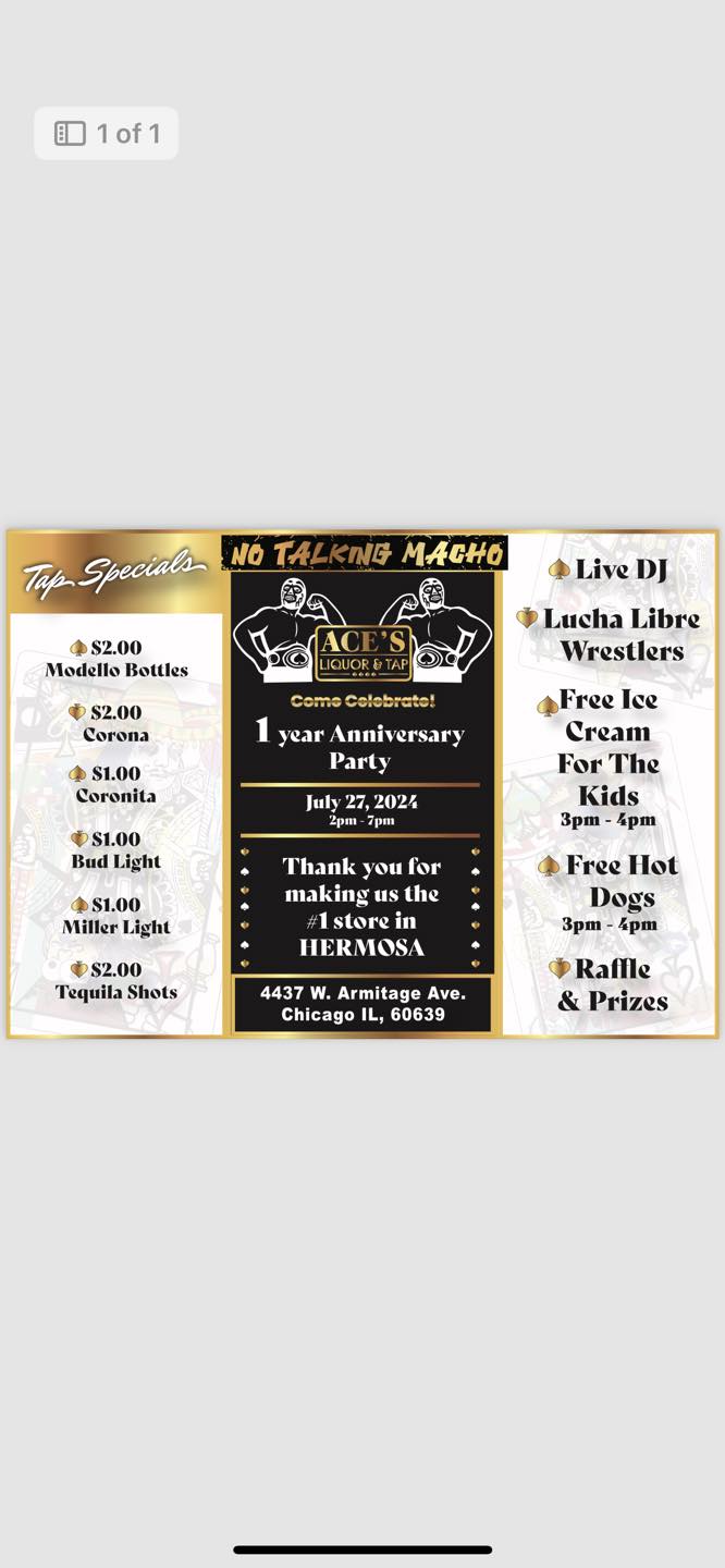 Ace’s Liquor & Tap Menu