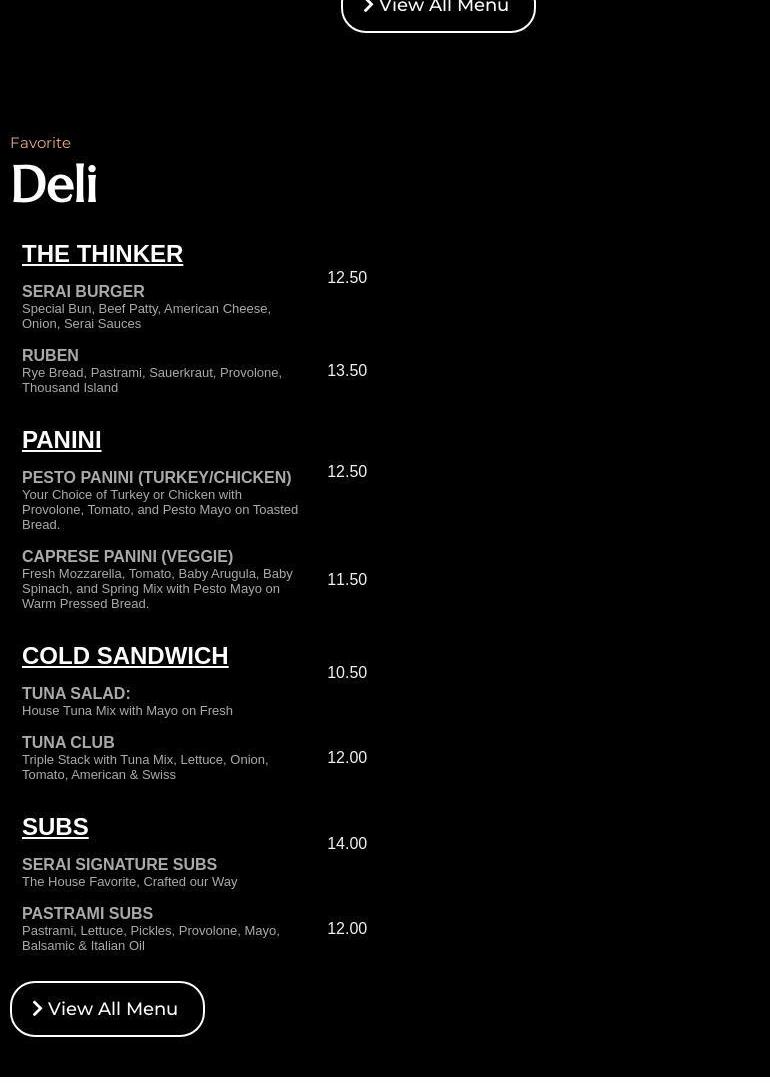 Serai Cafe & Deli Menu