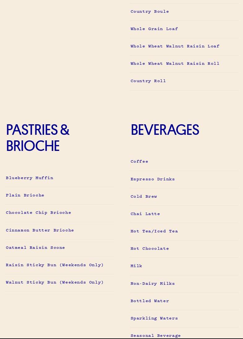 Levain Bakery Menu