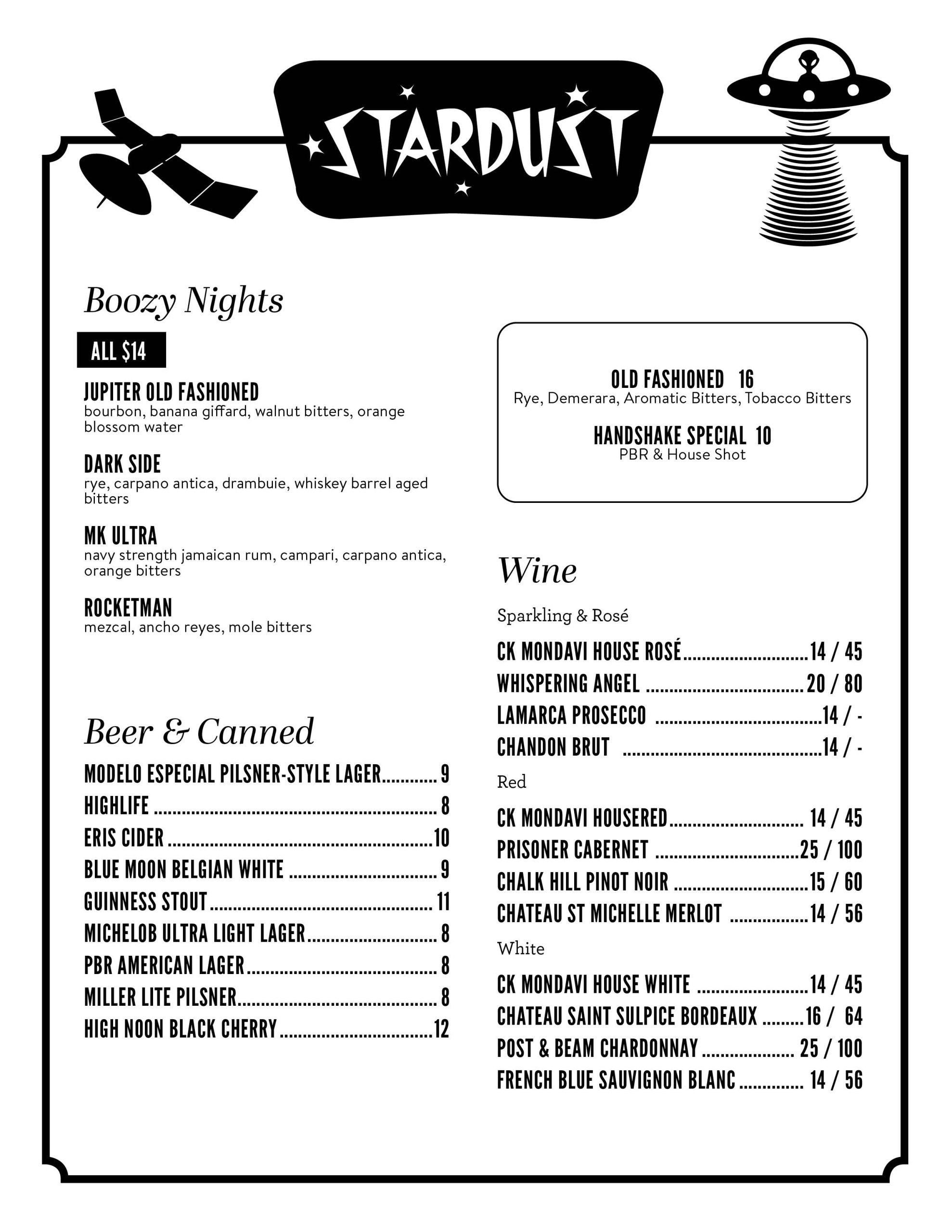 Stardust Menu