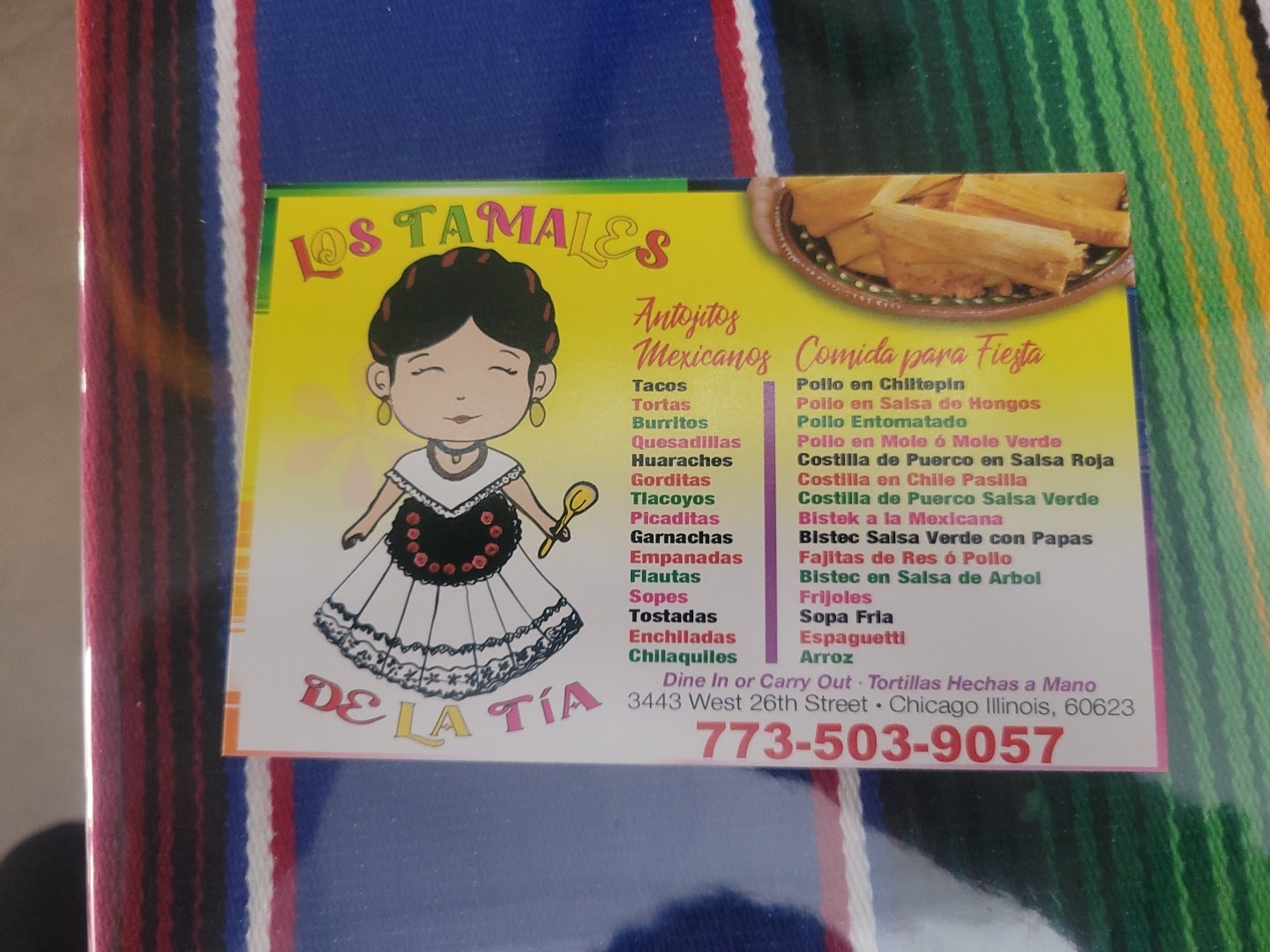Los Tamales de la Tía Menu