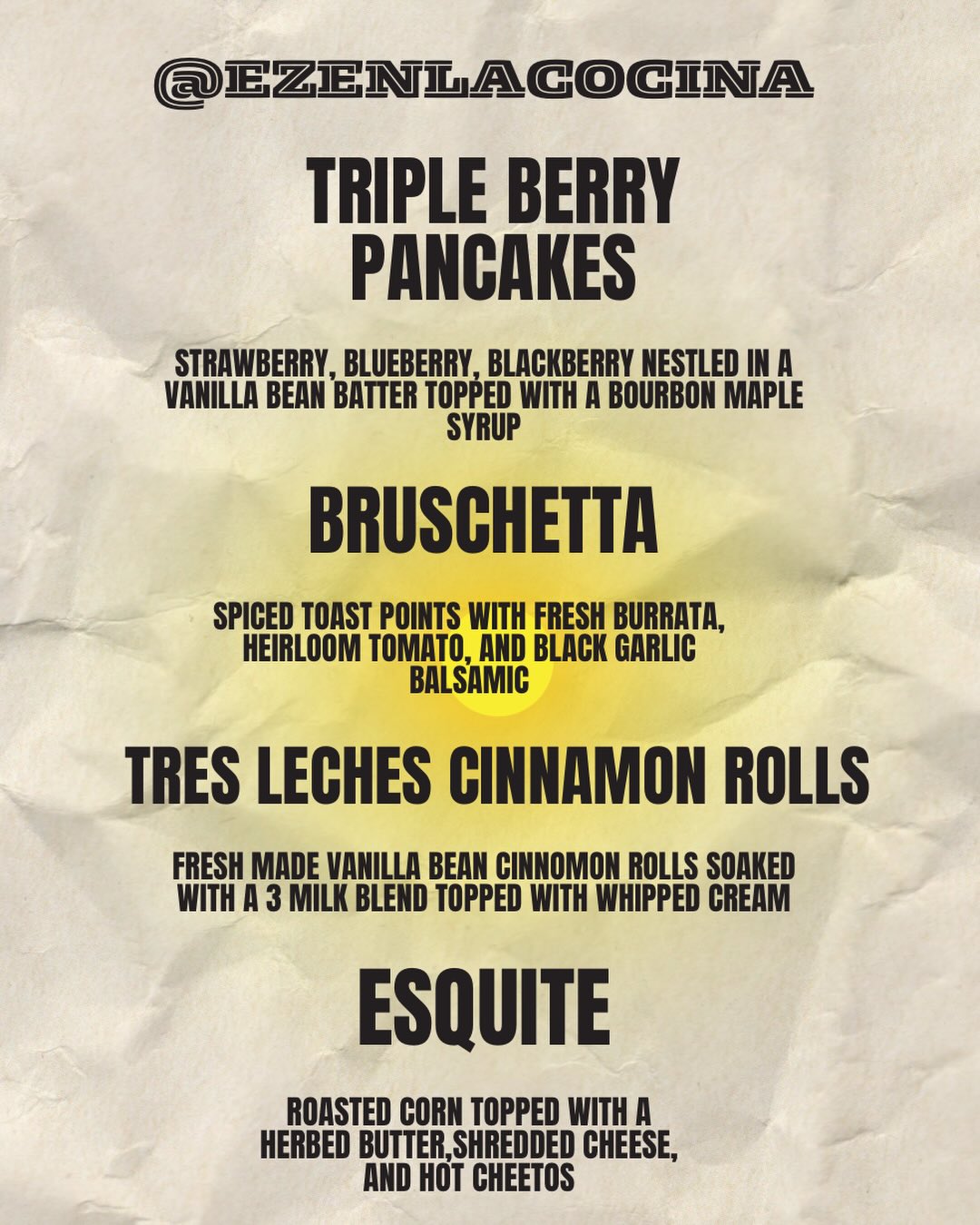 Happy Day Tavern Menu