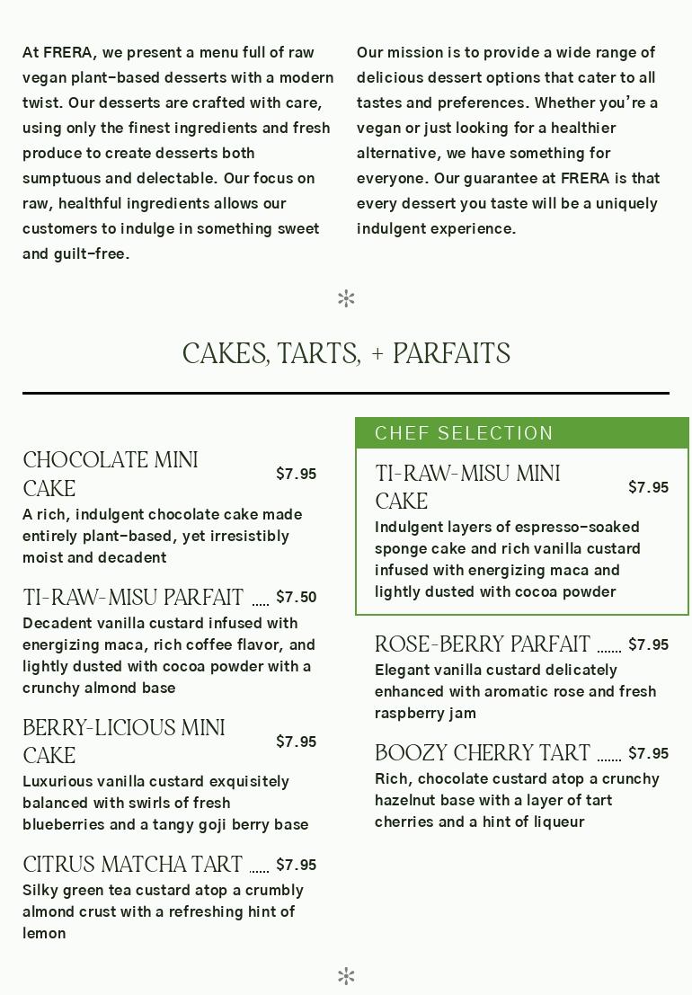 Frera Desserts Menu