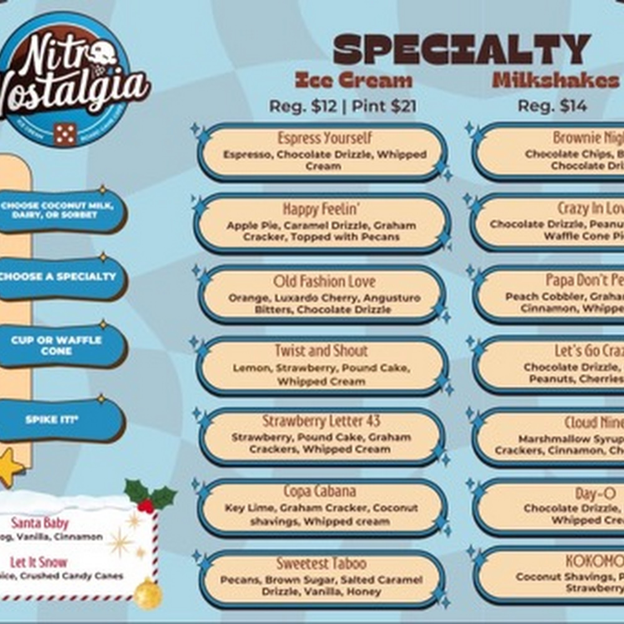 Nitro Nostalgia Menu