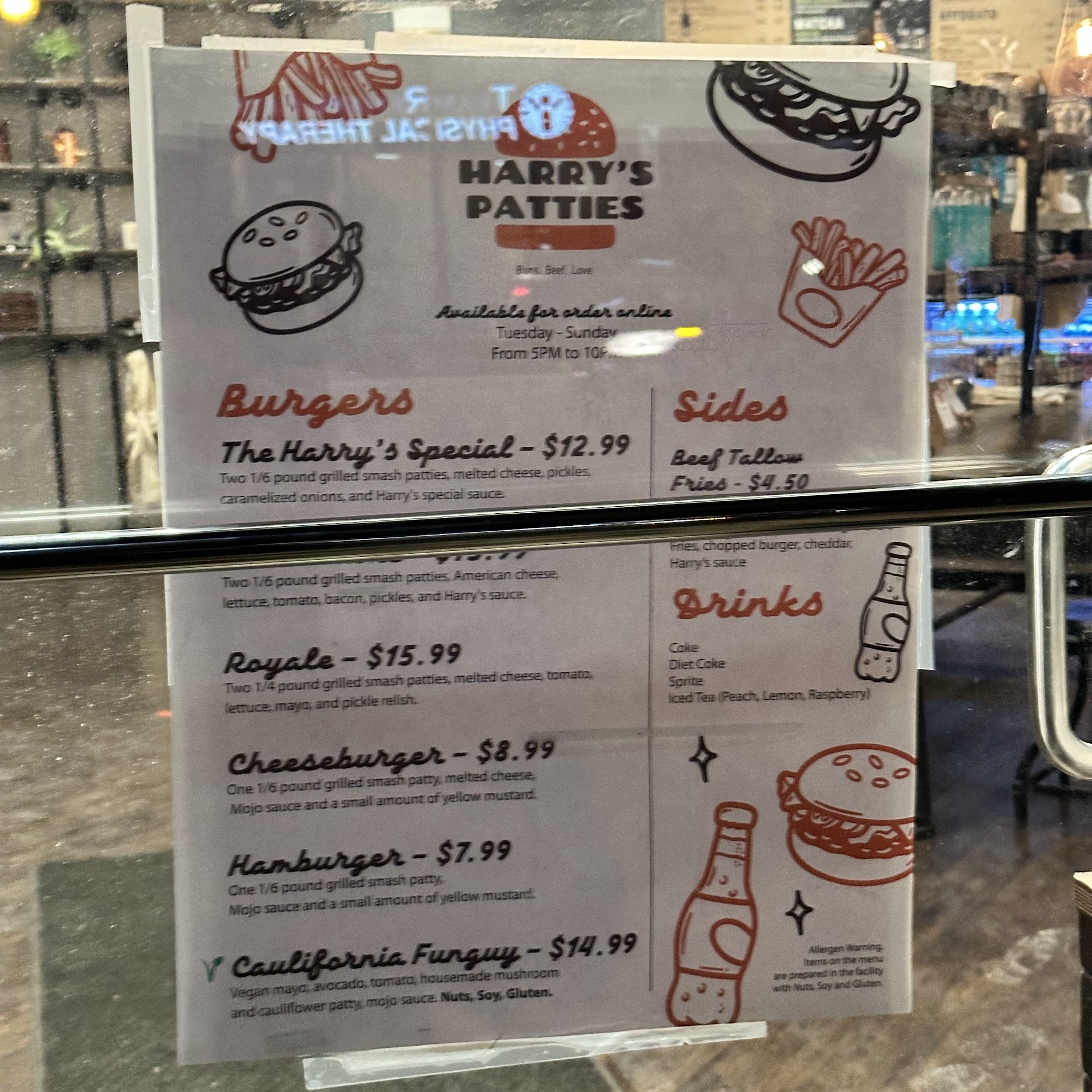 Harry's Patties Menu