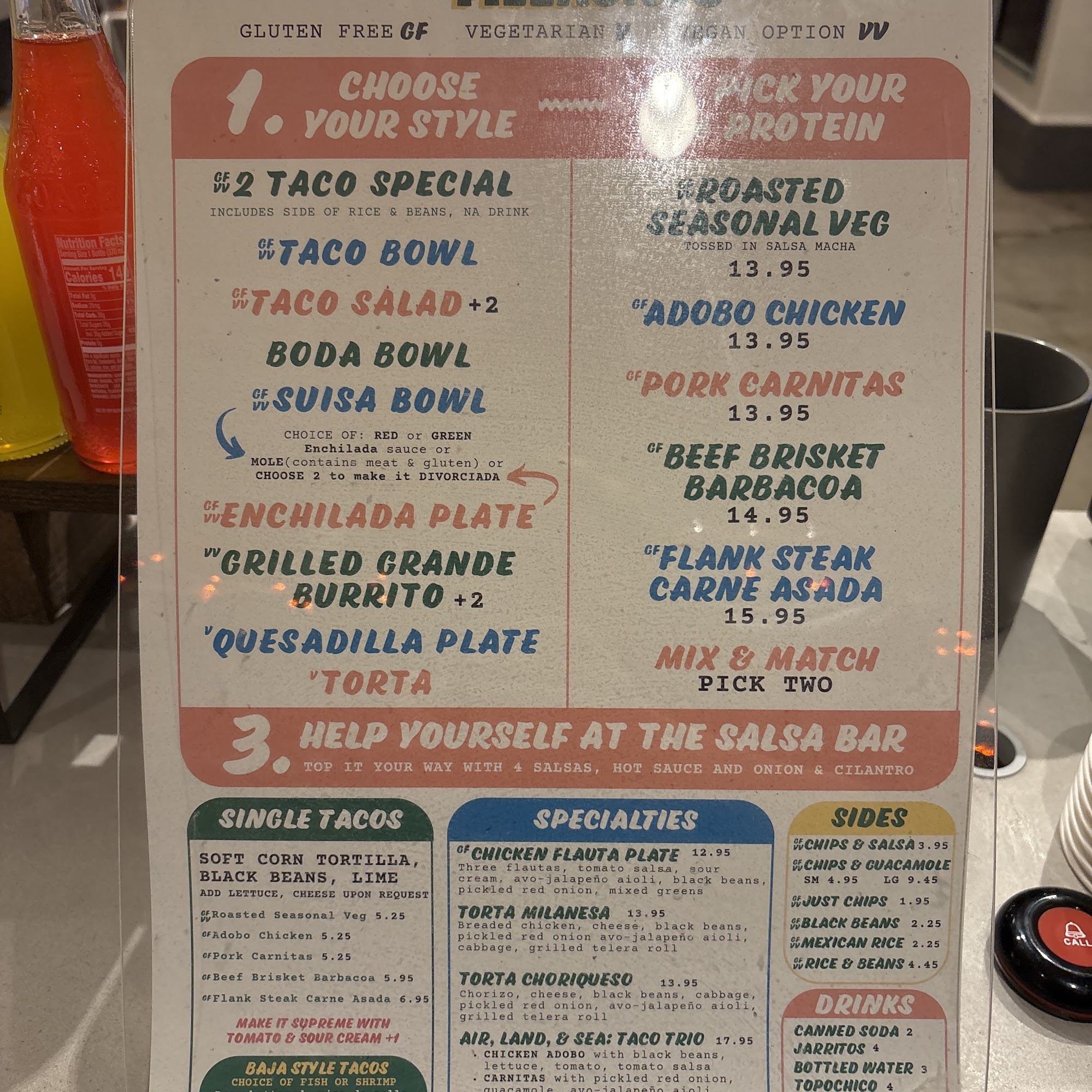 Los Milagros Menu