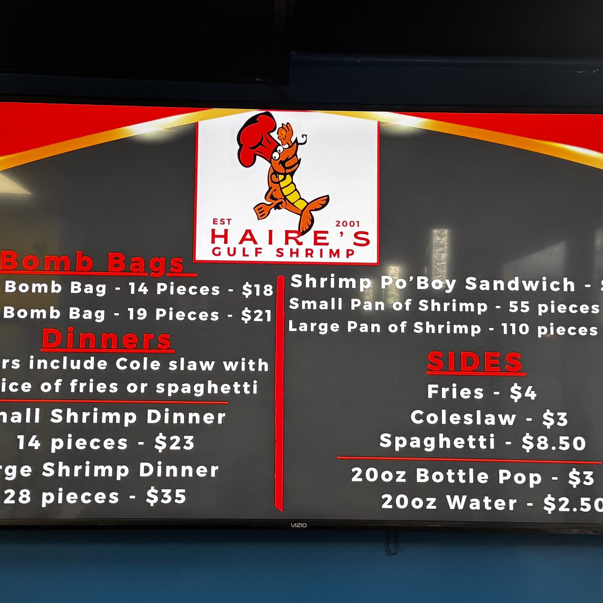Haire's Gulf Shrimp. South Loop Menu