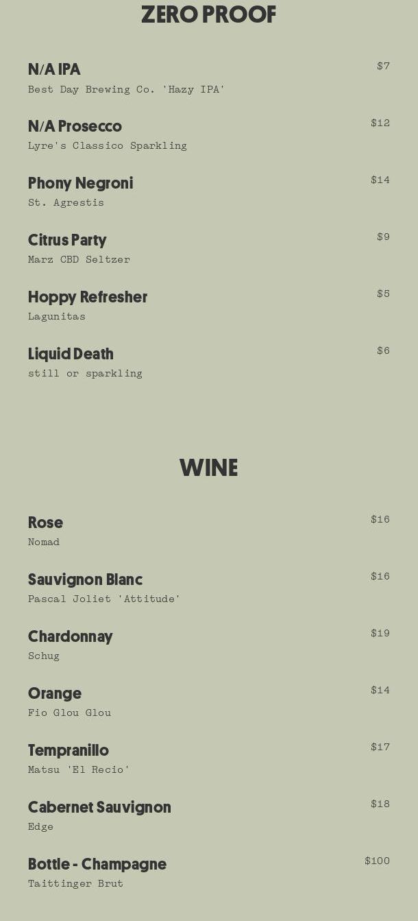 Three Top Lounge at The Salt Shed Menu