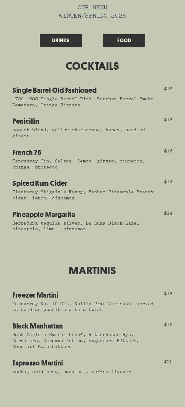 Three Top Lounge at The Salt Shed Menu