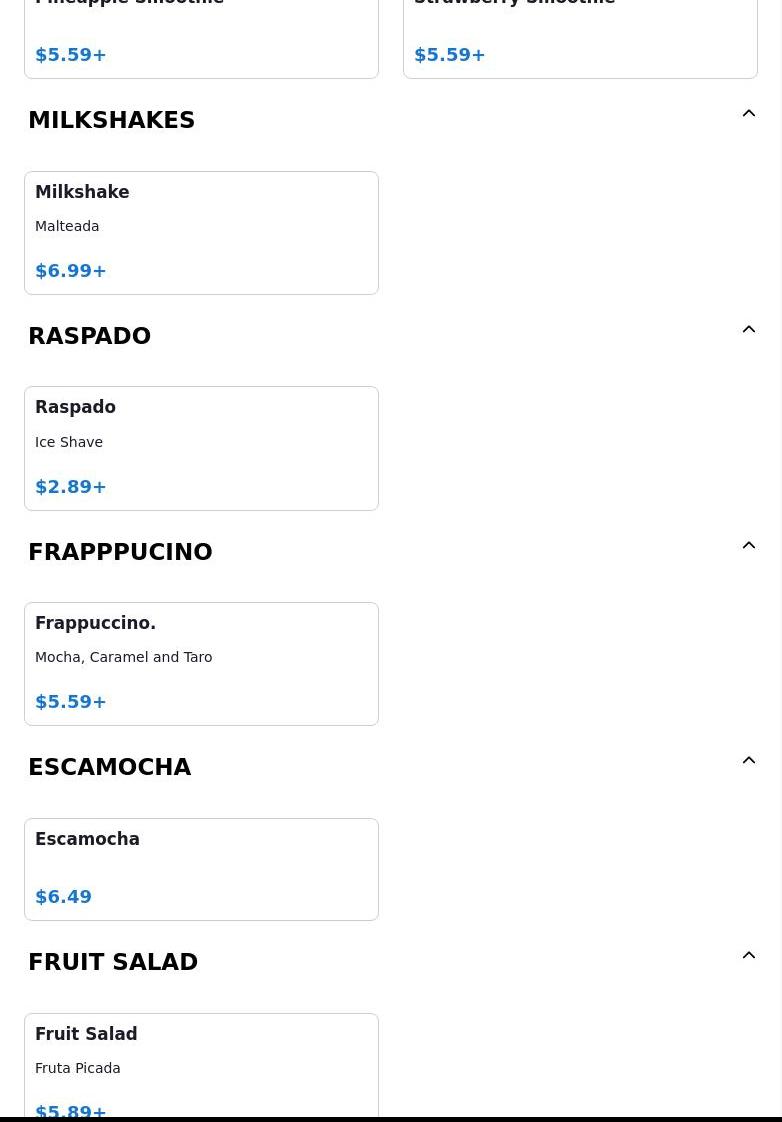 Paleteria Ideal Menu