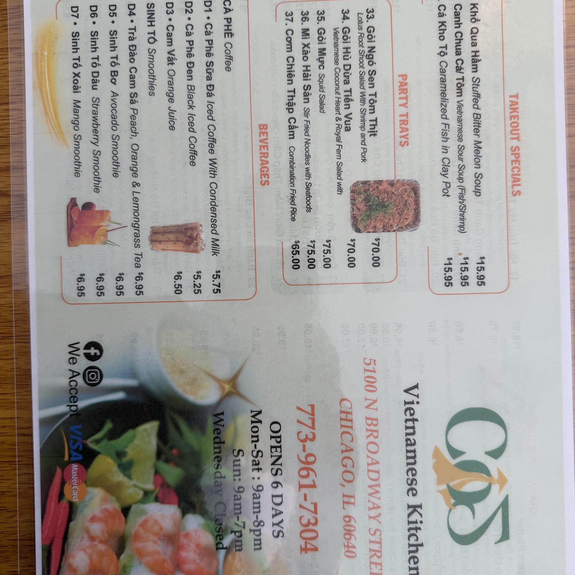 Co 5 Kitchen Menu