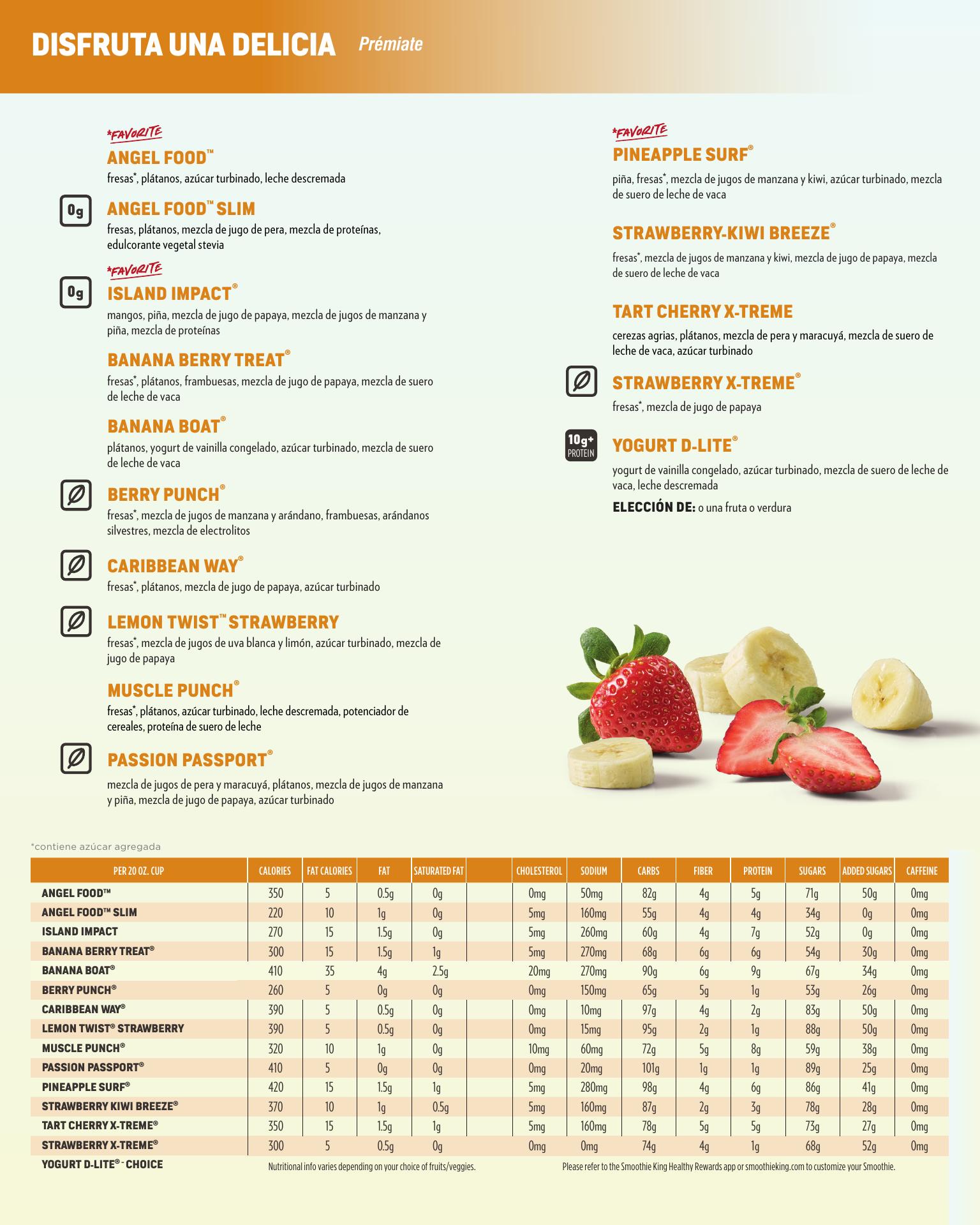 Smoothie King Menu