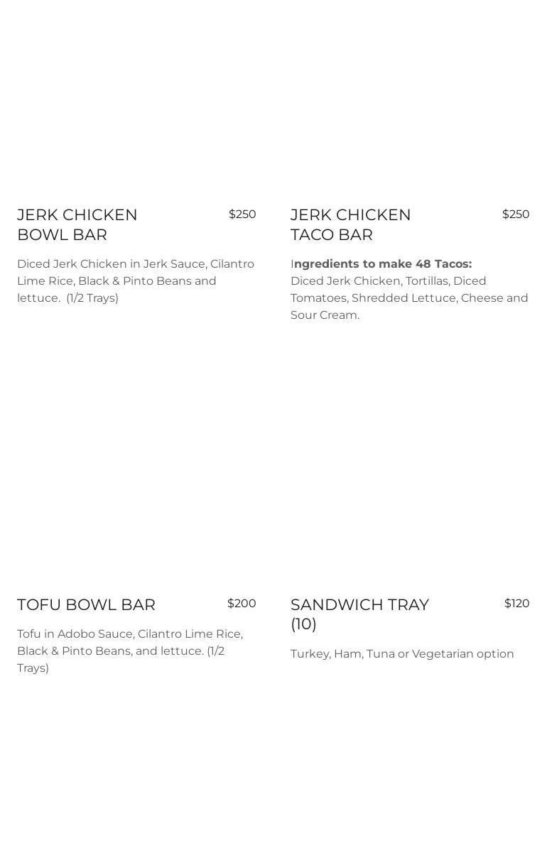 Jerk World Catering Menu