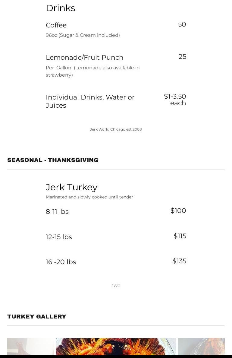 Jerk World Catering Menu