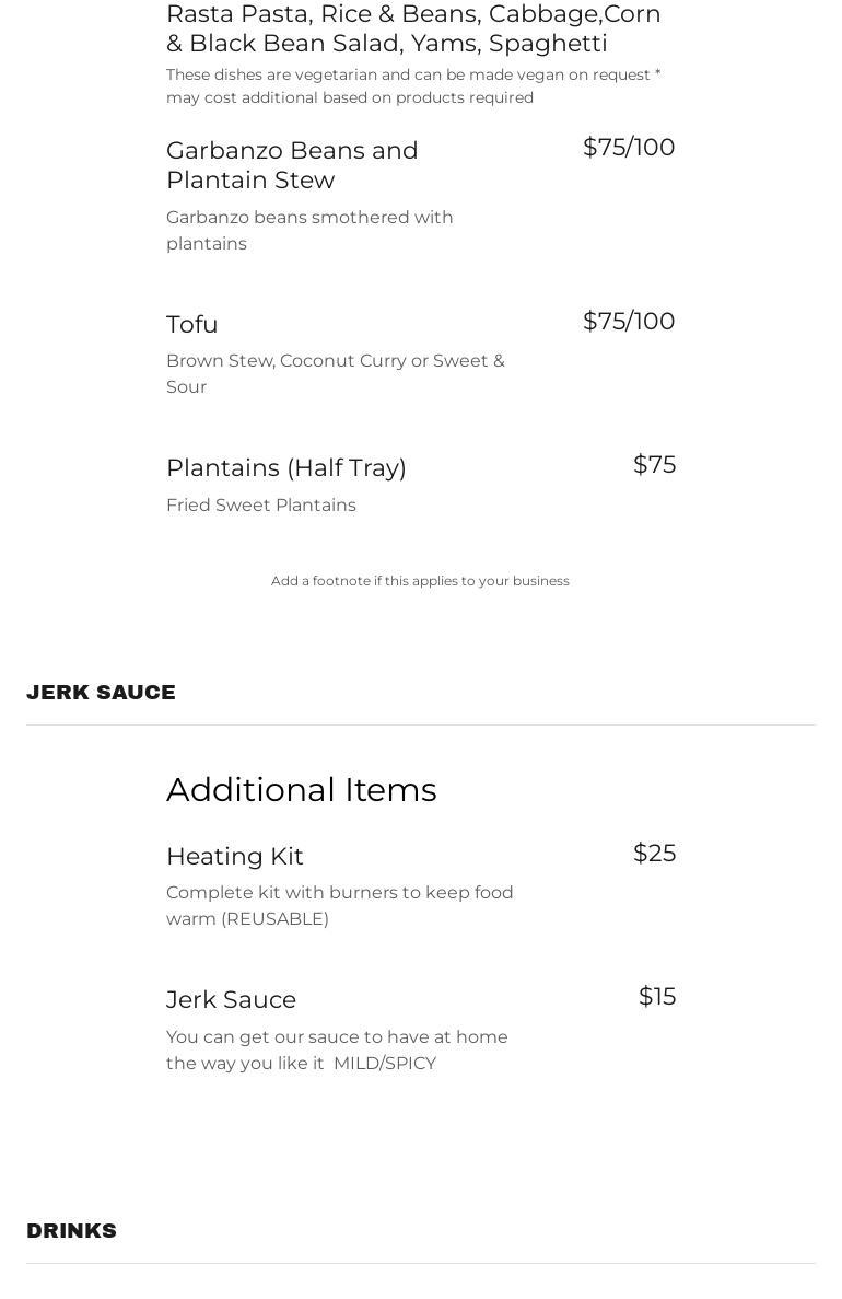Jerk World Catering Menu