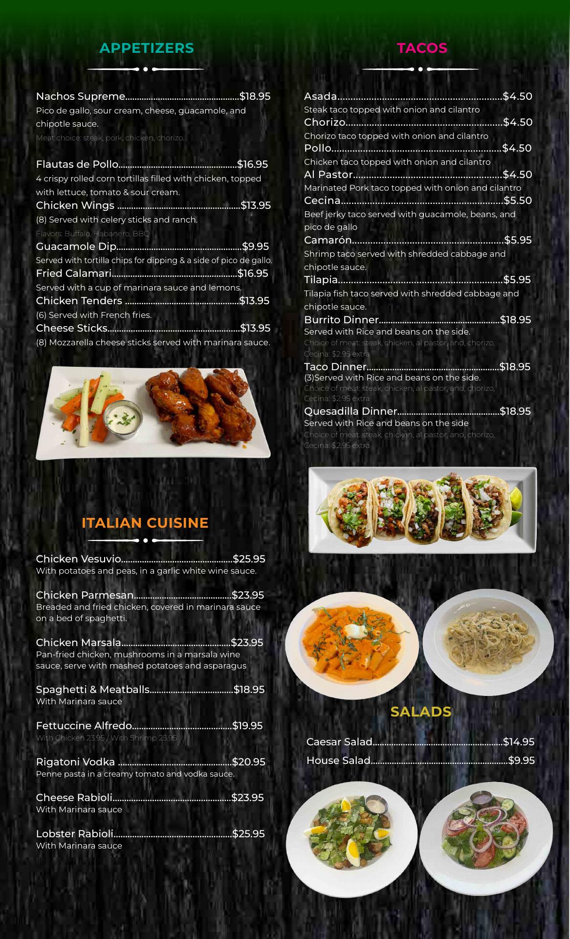 Green Apple Restaurant and Bar Menu