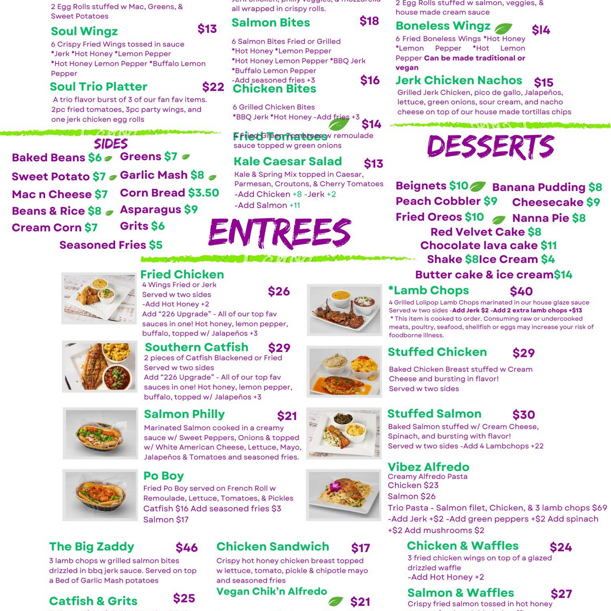 Soul Vibez - Chicago Menu