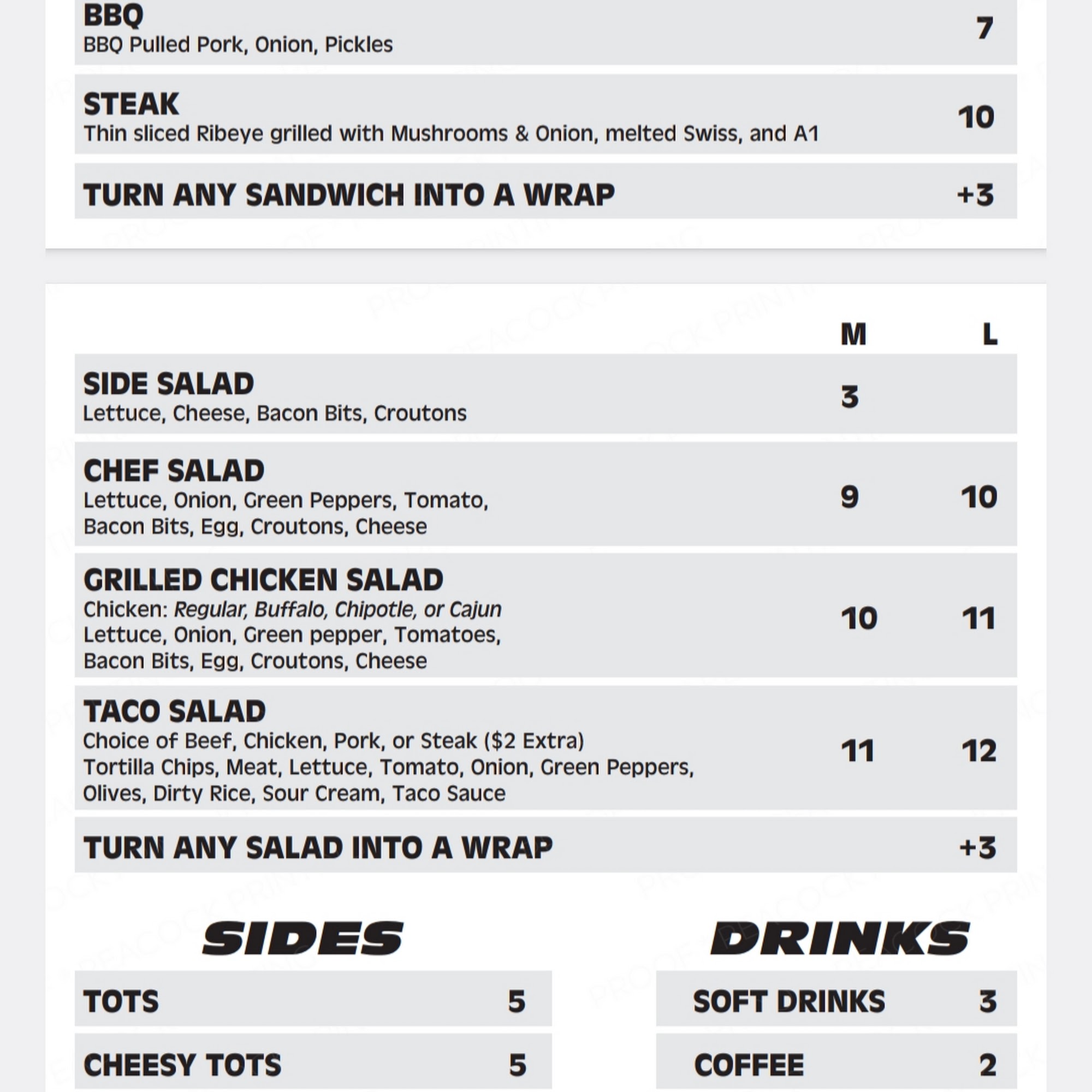 J's Pizzeria and Cafe Menu