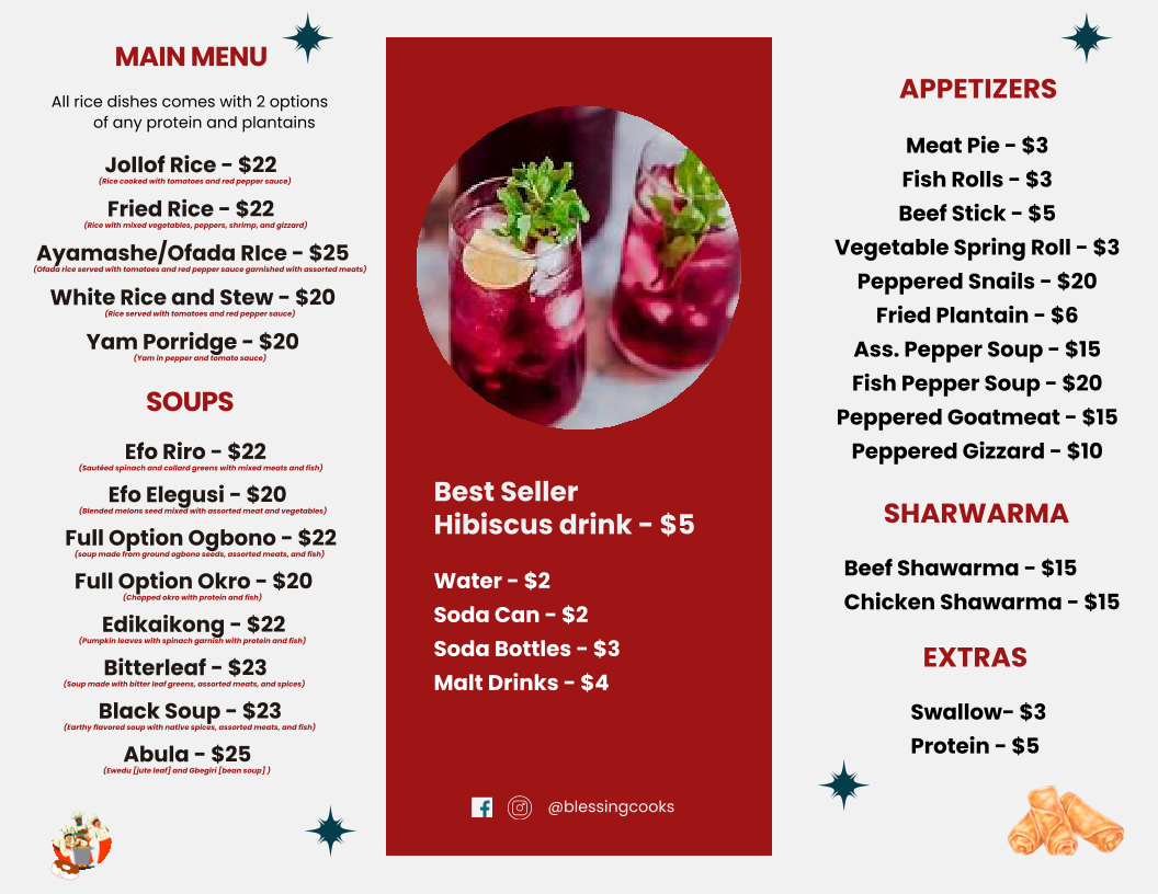 Blessing Cooks - Nigeria Cuisine Menu