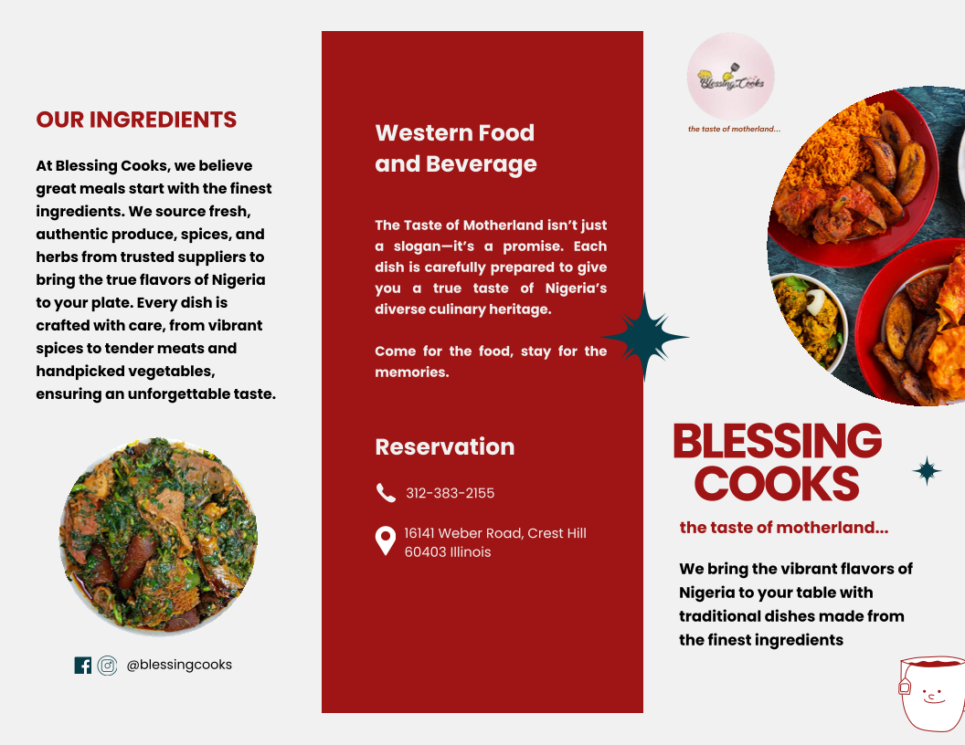 Blessing Cooks - Nigeria Cuisine Menu