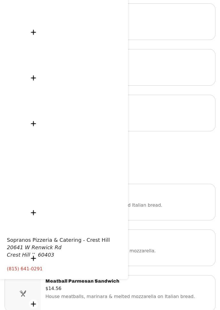 Sopranos Pizzeria & Catering Menu