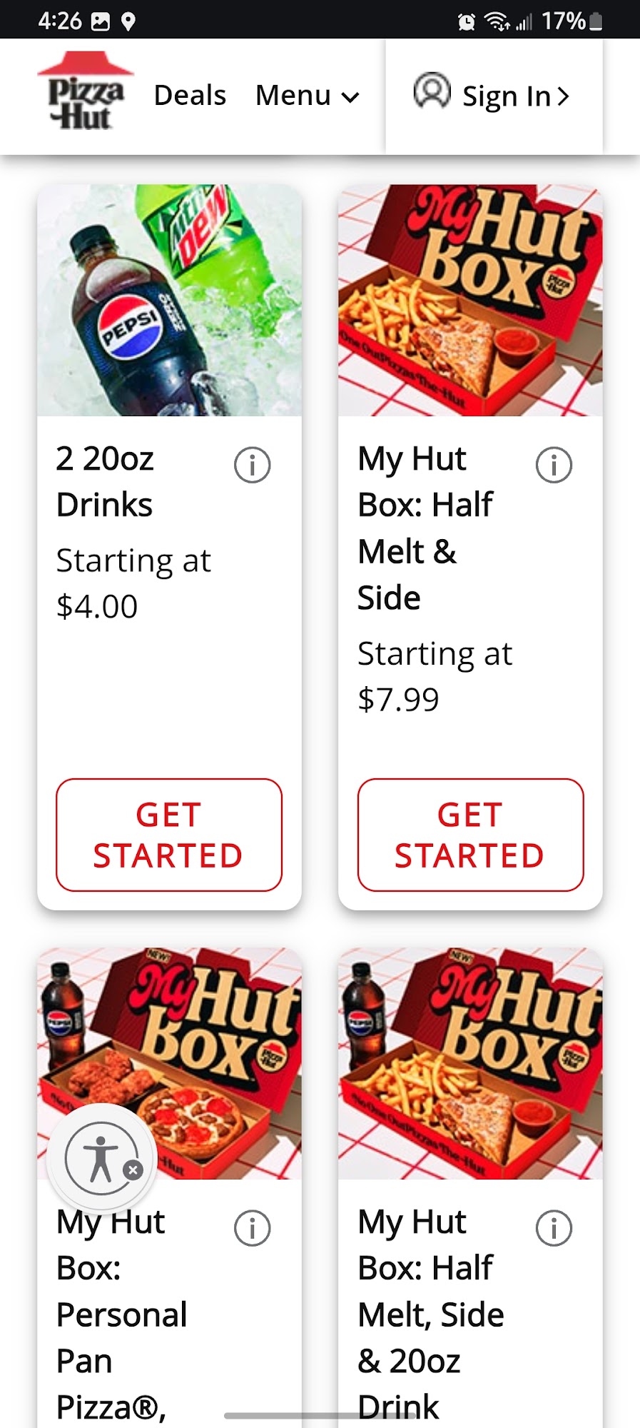 Pizza Hut Menu