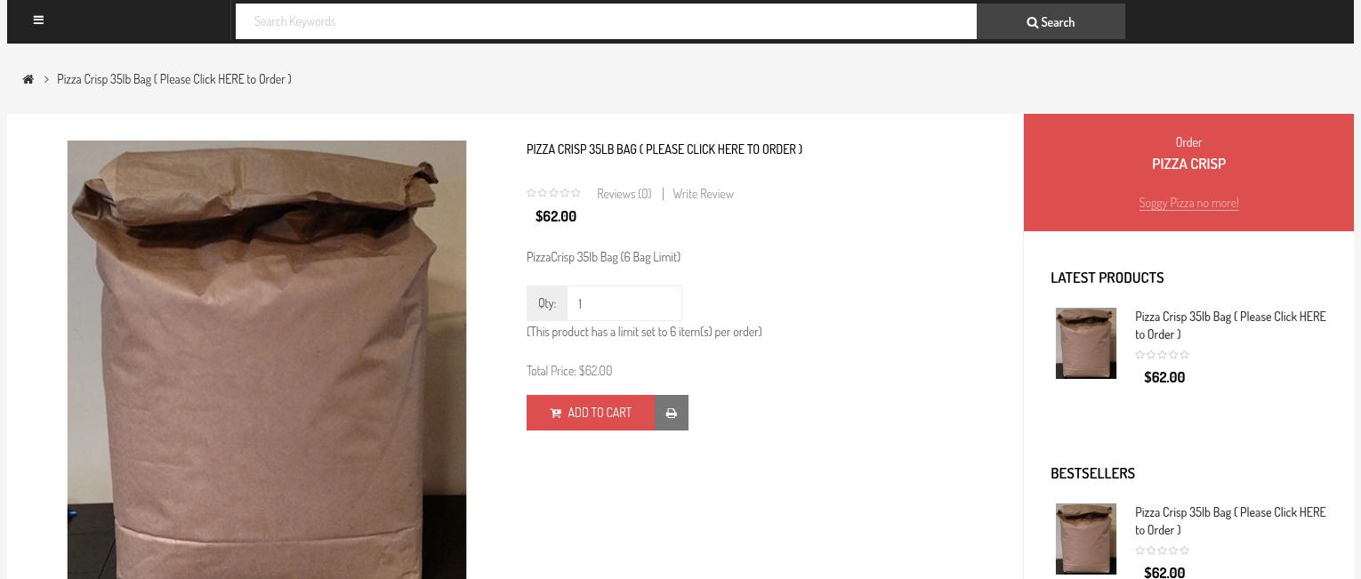 Pizza Crisp Inc Menu