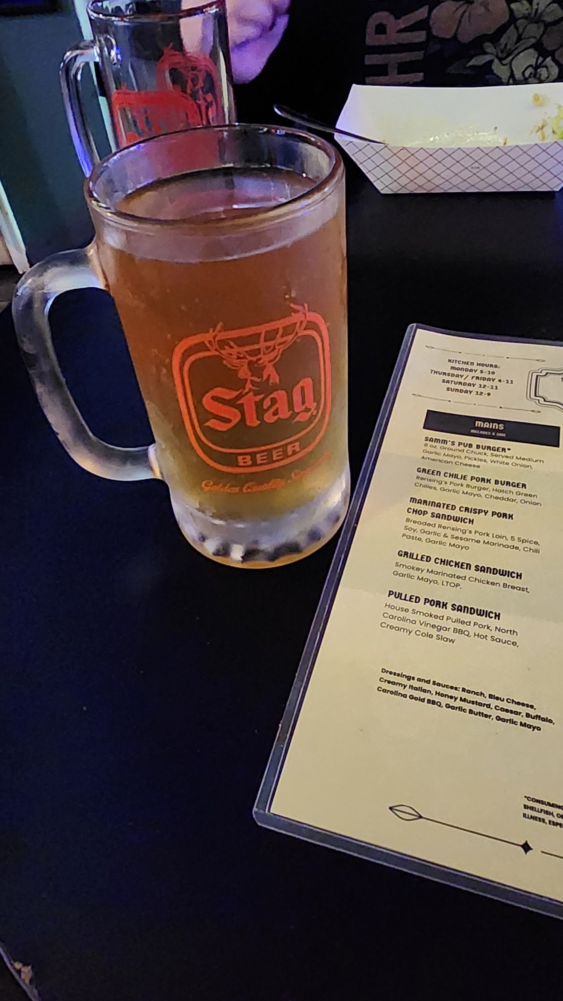 Samm's Last Chance Saloon Menu