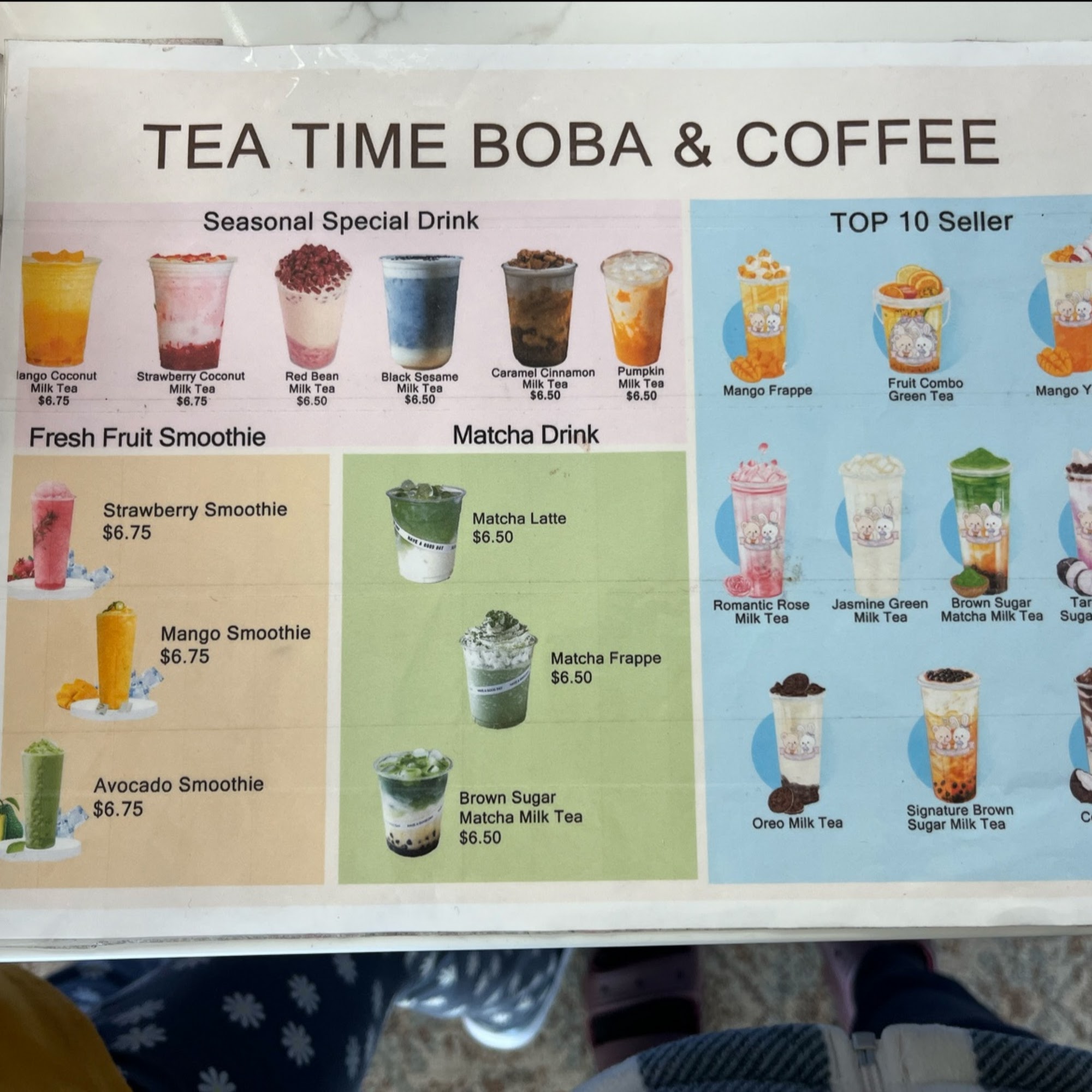 Tea Time Boba & Coffee Menu