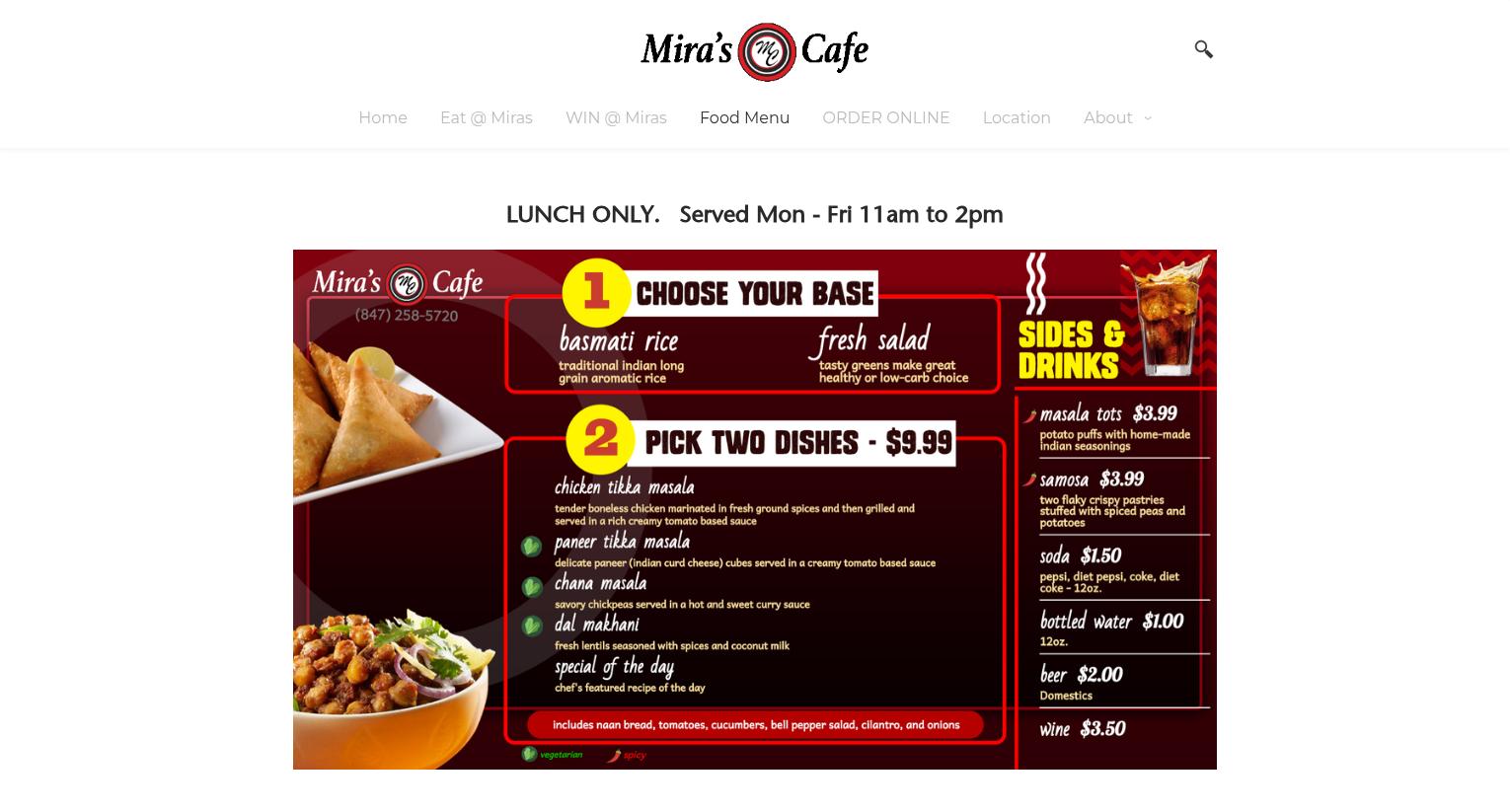 Mira's Cafe - Drink, Play, Win! Menu