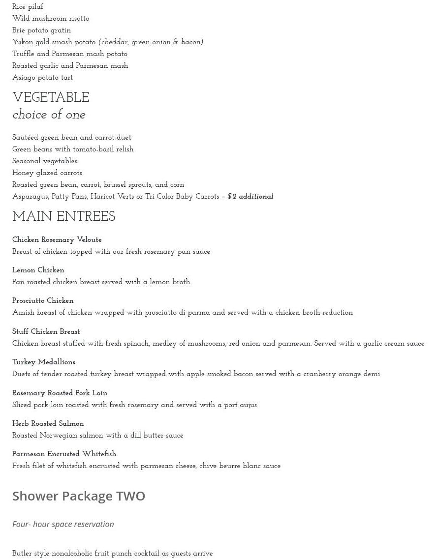 Belvedere Events & Catering Menu
