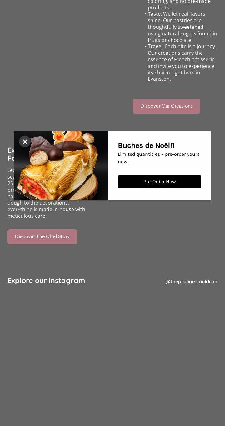 The Praline Cauldron Menu