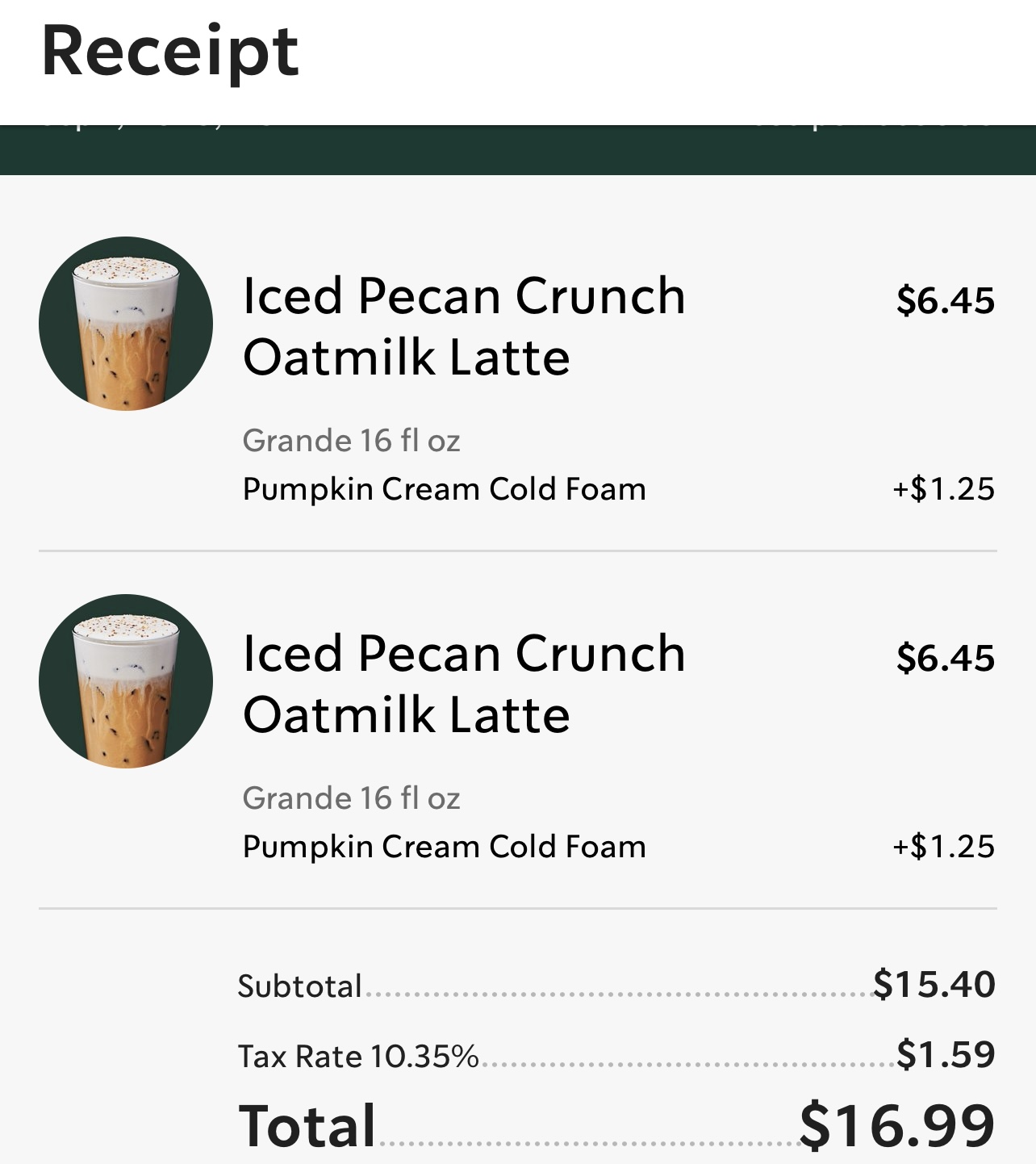 Starbucks Coffee Company Menu