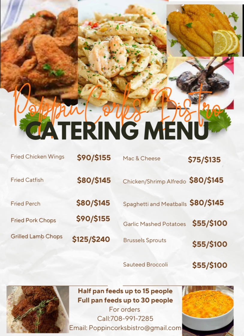 Poppincorks Bistro Menu