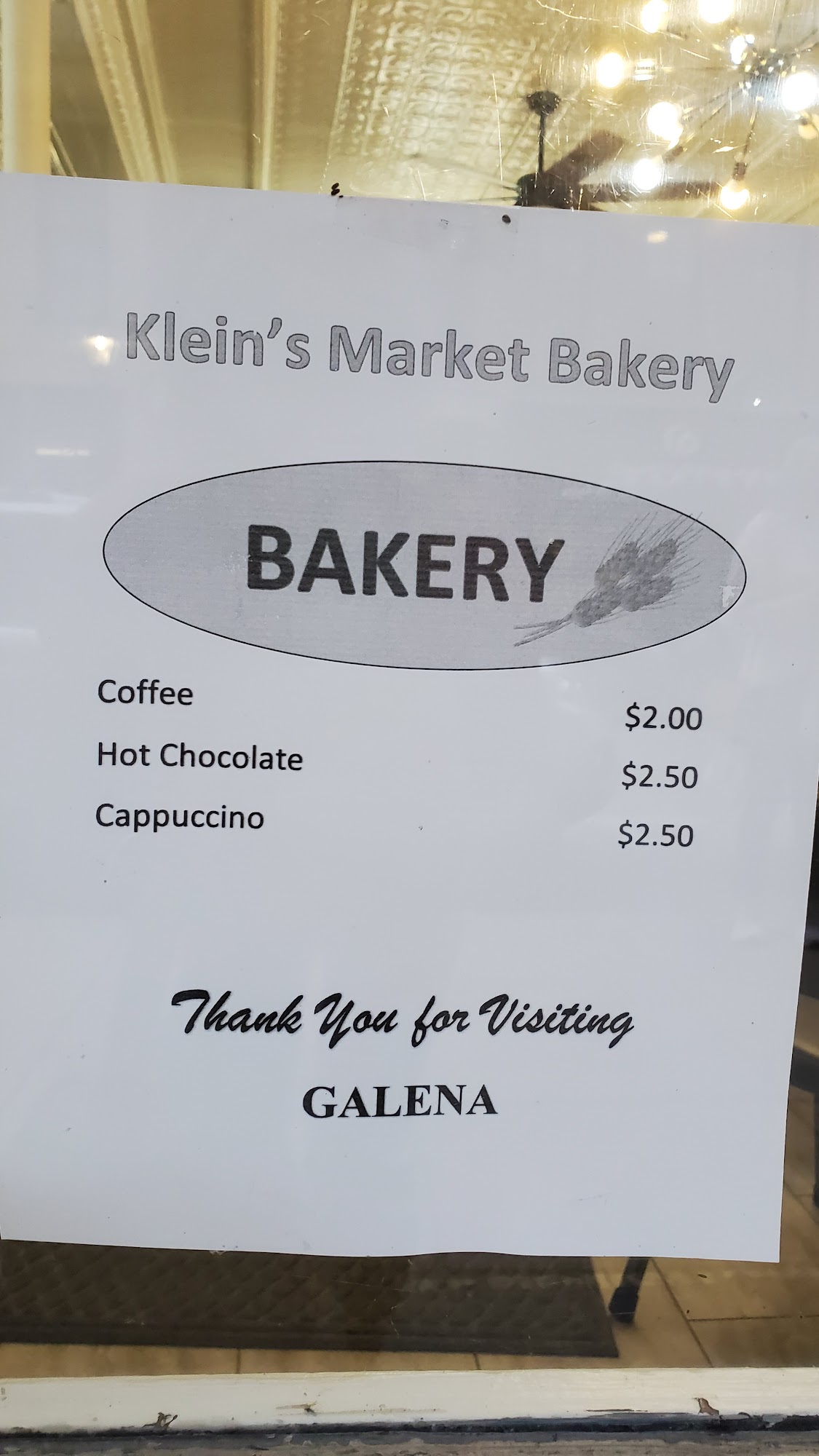 Klein's Market Bakery Menu
