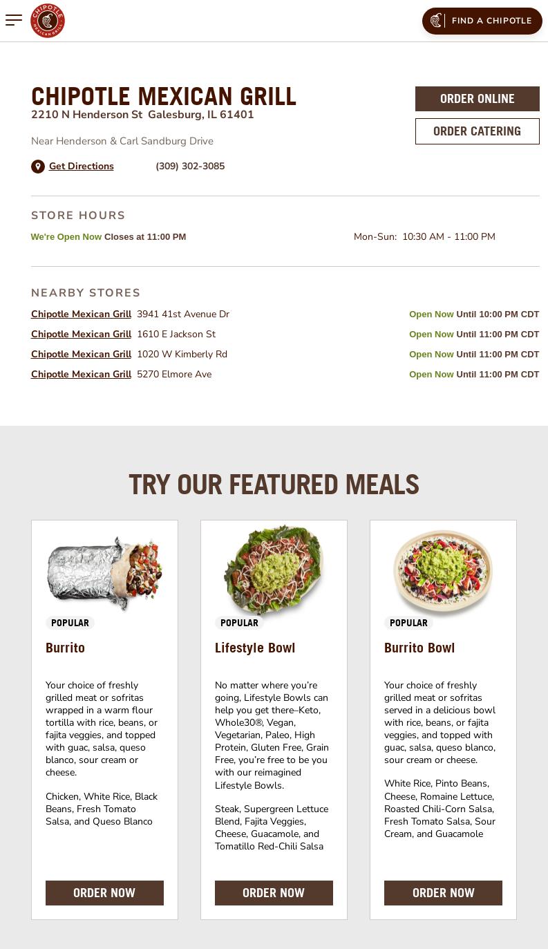 Chipotle Mexican Grill Menu