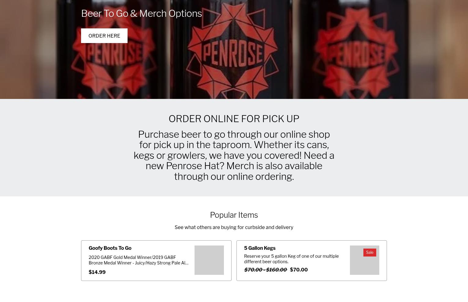 Penrose Brewing Company Menu