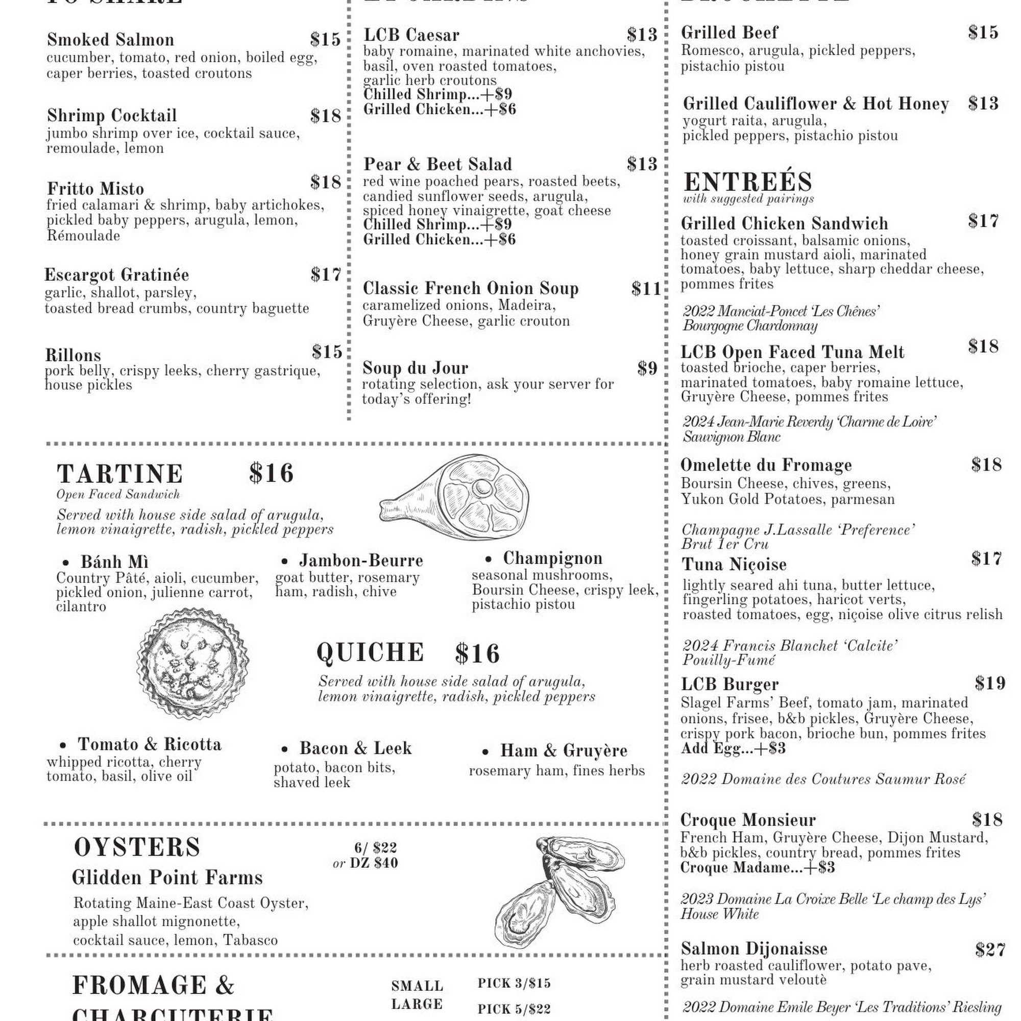 Le Cochon Wine Bar and Bistro Menu