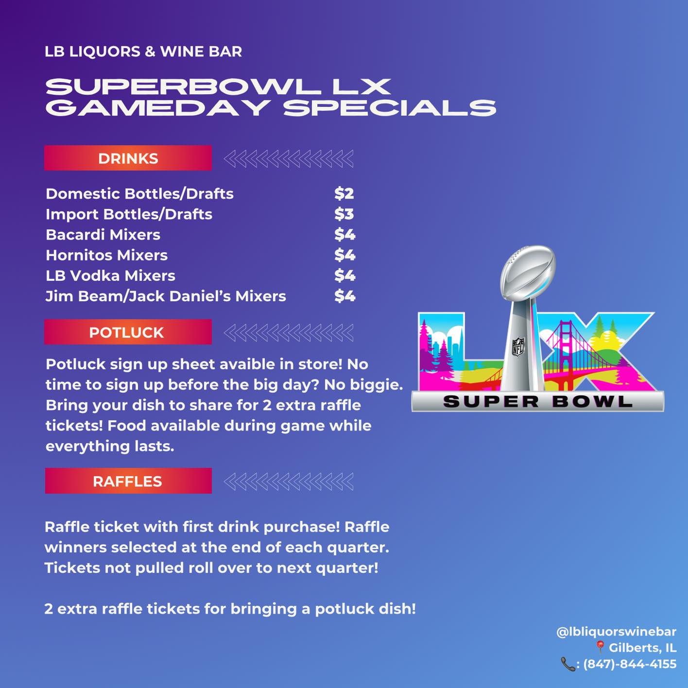 LB Liquors And Wine Bar Menu