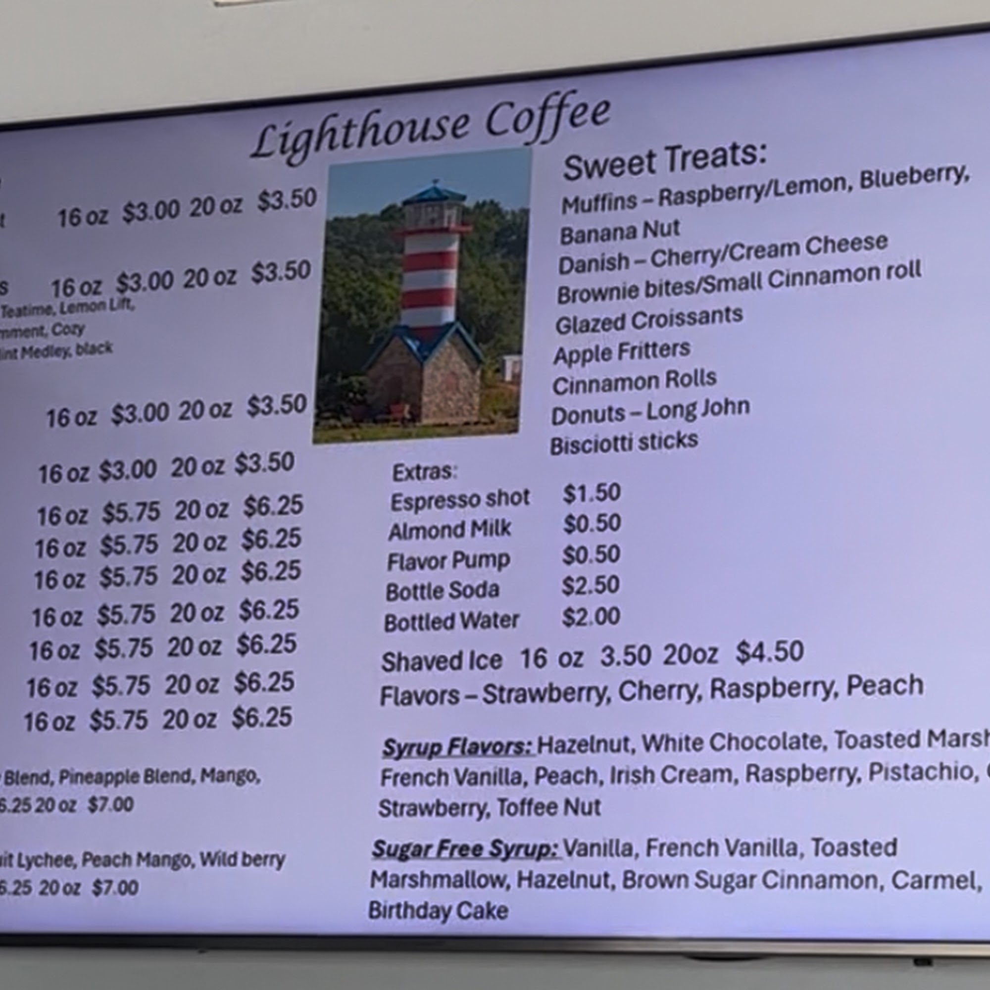 Lighthouse Coffee Menu