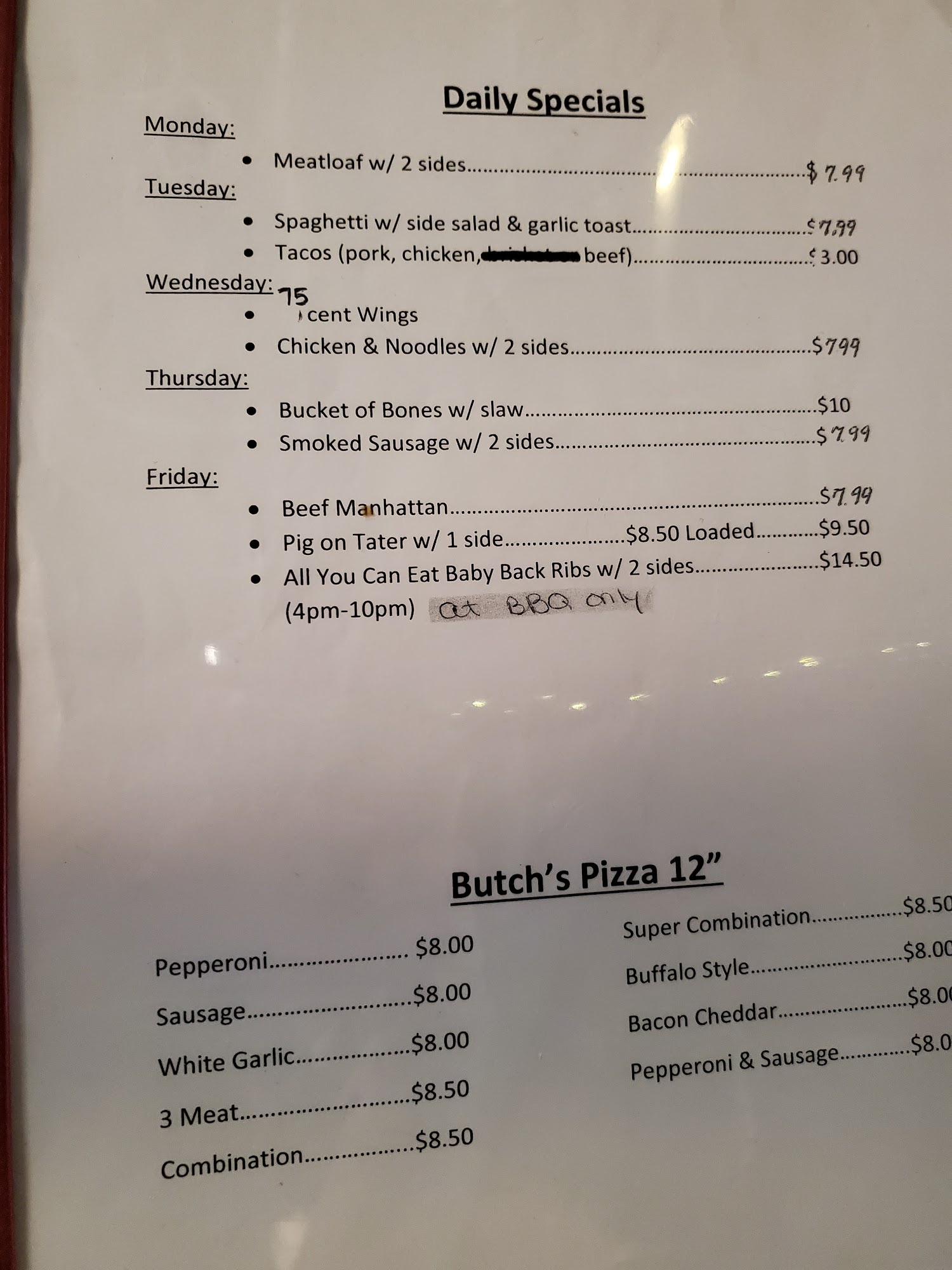 Exit 119 Pub - Linda's Place Menu