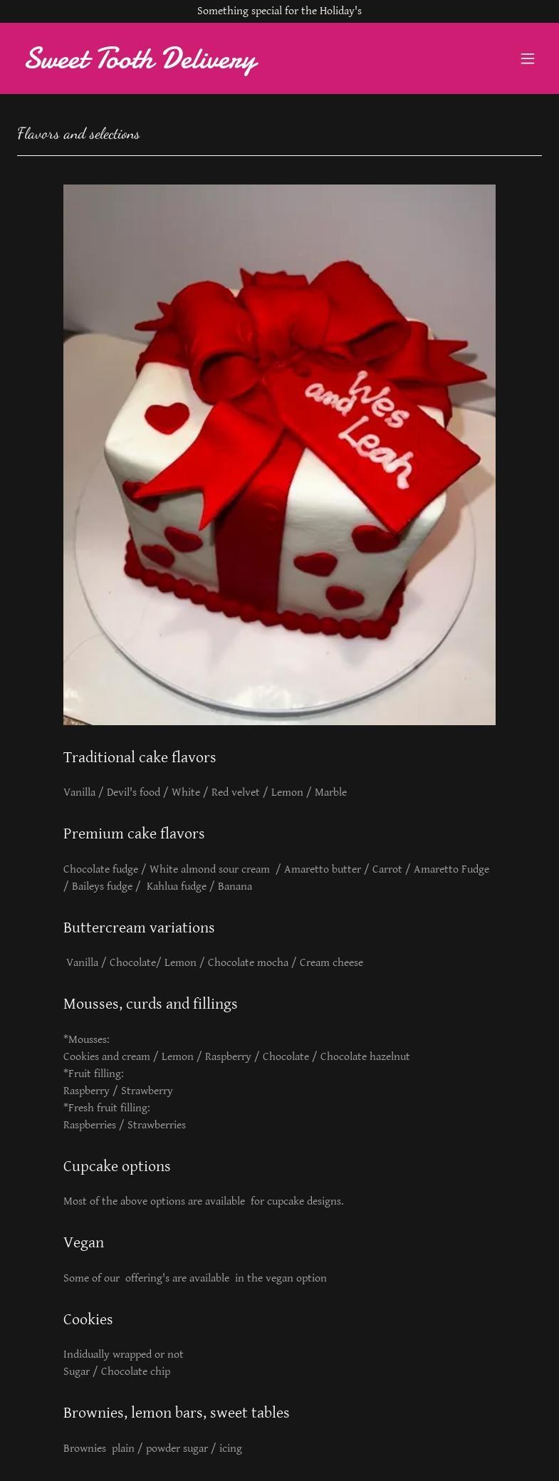 Sweet Tooth Delivery Menu