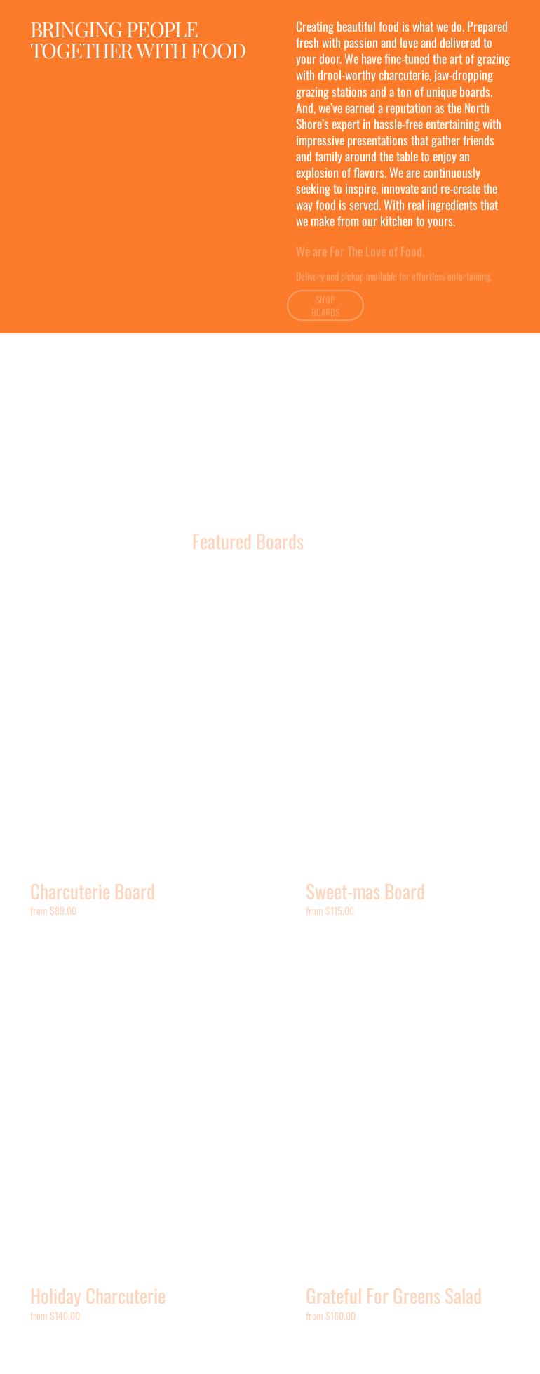 For The Love of Food Menu
