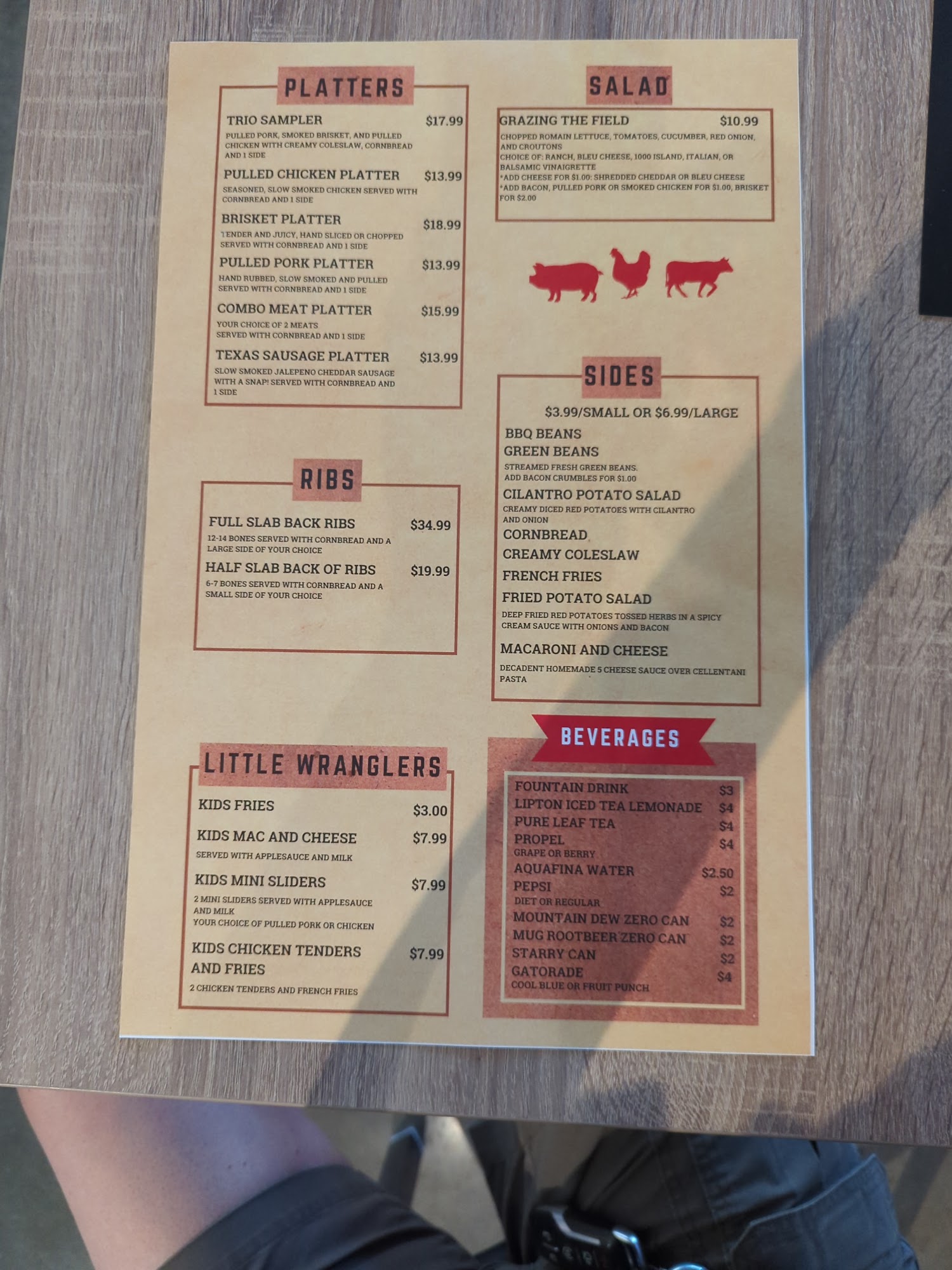 I Smell Bacon BBQ Menu